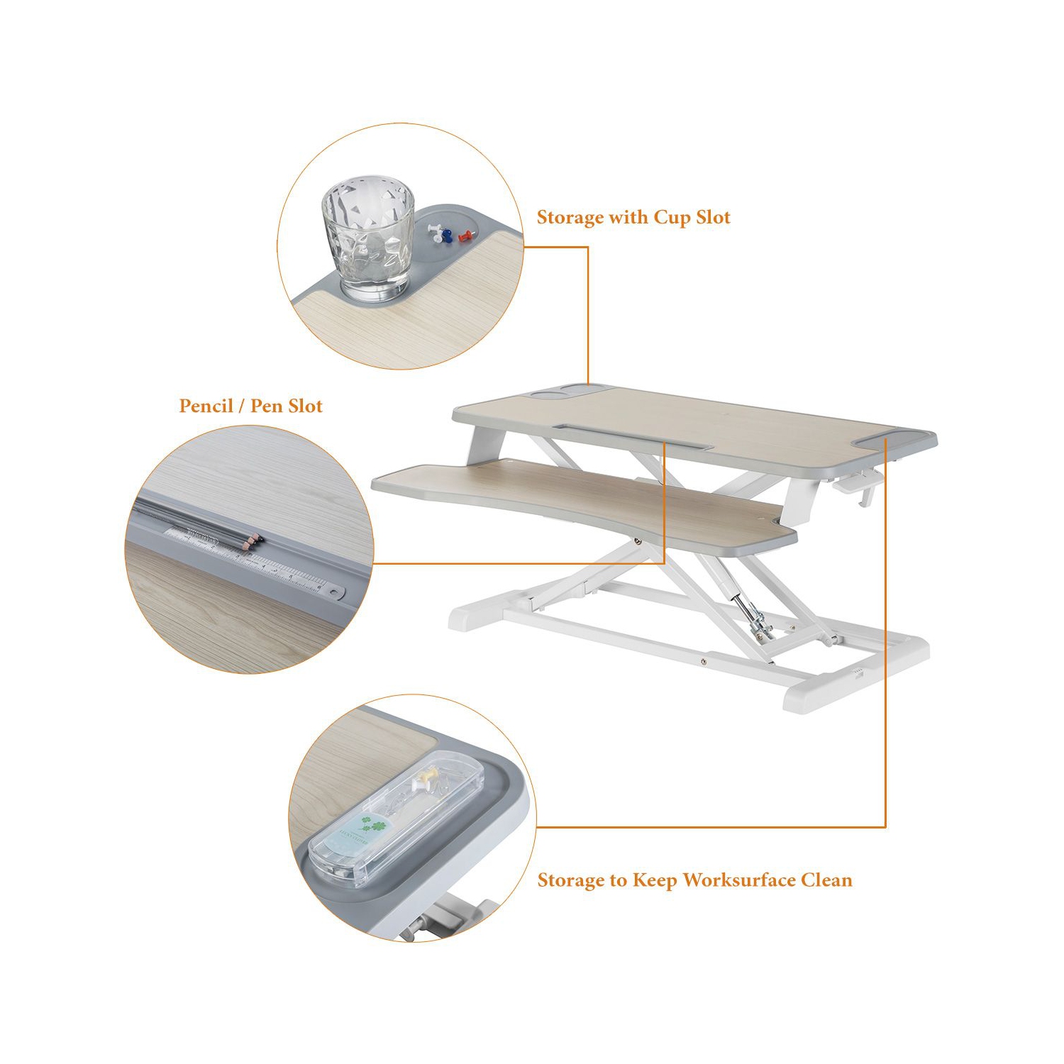 Boost Industries STS-DR31LW 31" Sit-to-Stand Desk Riser with Gas Spring Height Adjustment