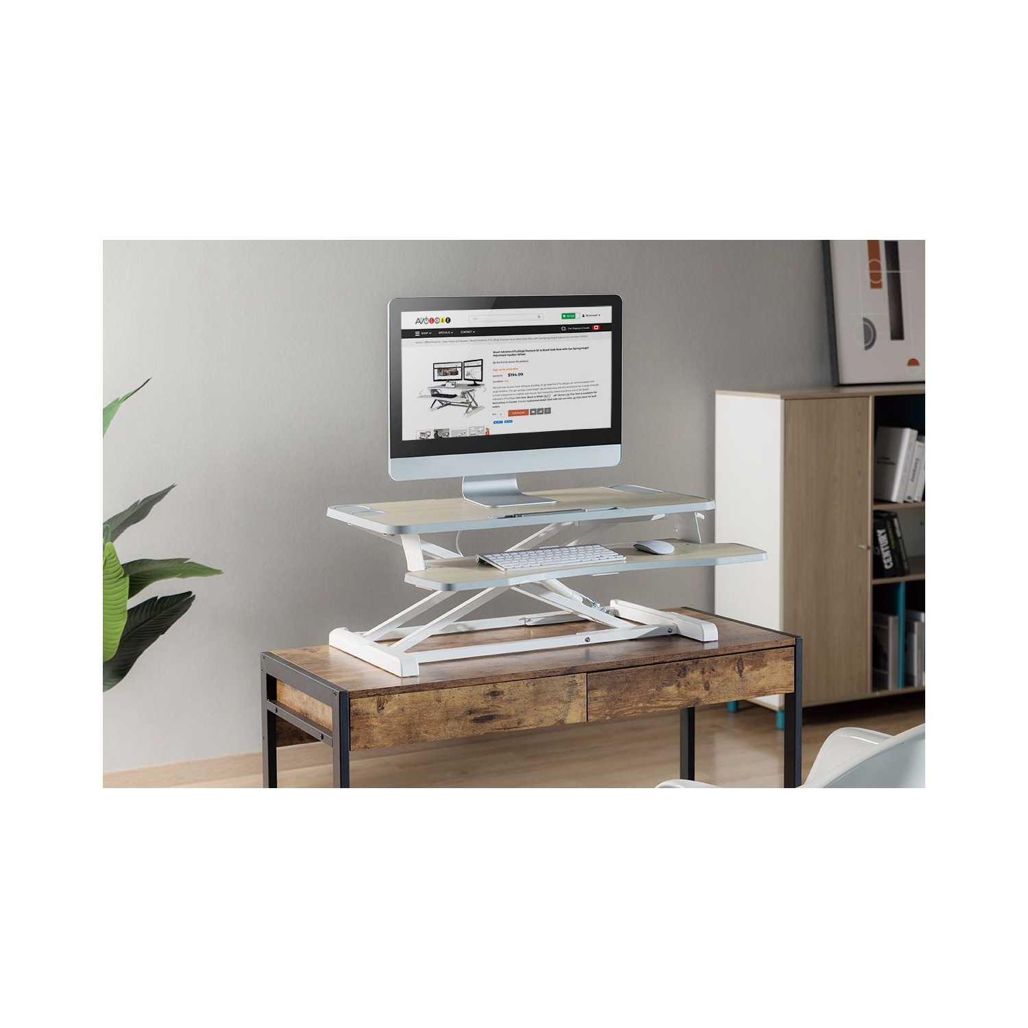 Boost Industries STS-DR31LW 31" Sit-to-Stand Desk Riser with Gas Spring Height Adjustment