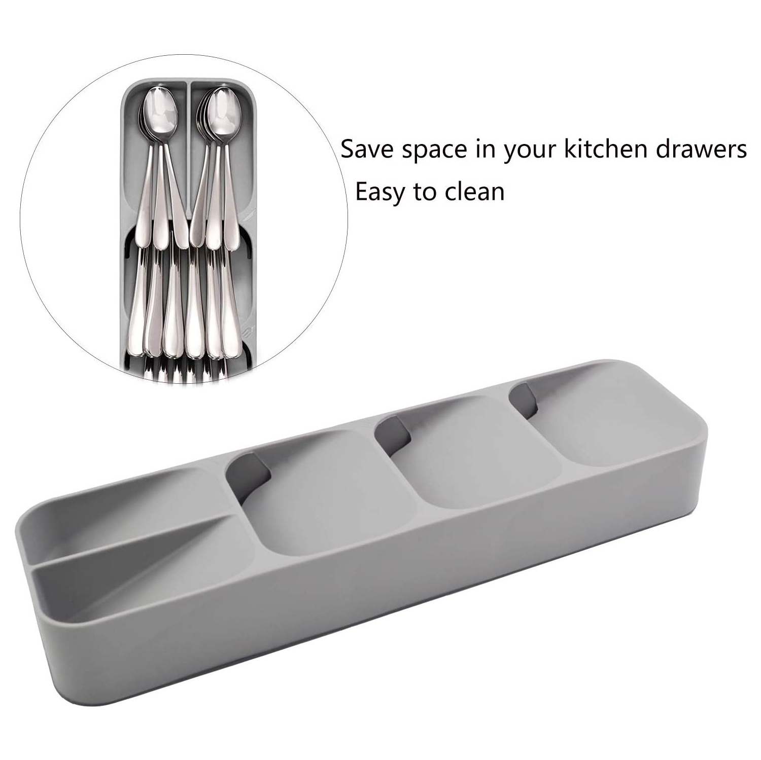 ISTAR Kitchen Drawer Organizer Tray for Cutlery Silverware Original Junk Drawer Organizer-Granite Knife and Fork Storage Box Kitchen Organizer