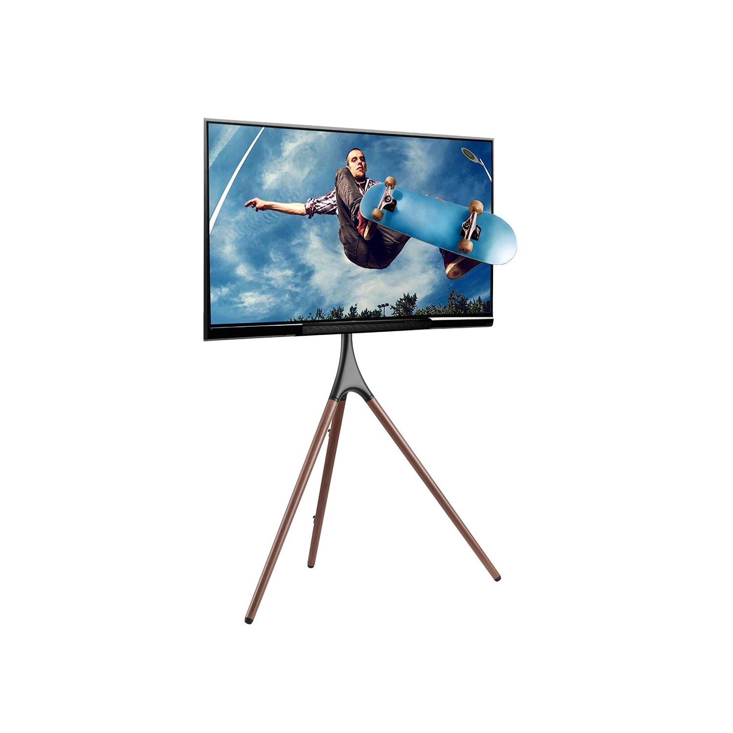 Boost Industries AVT-46F Modern Wooden Tripod / Easel Studio TV Stand for 45" to 65" TV's