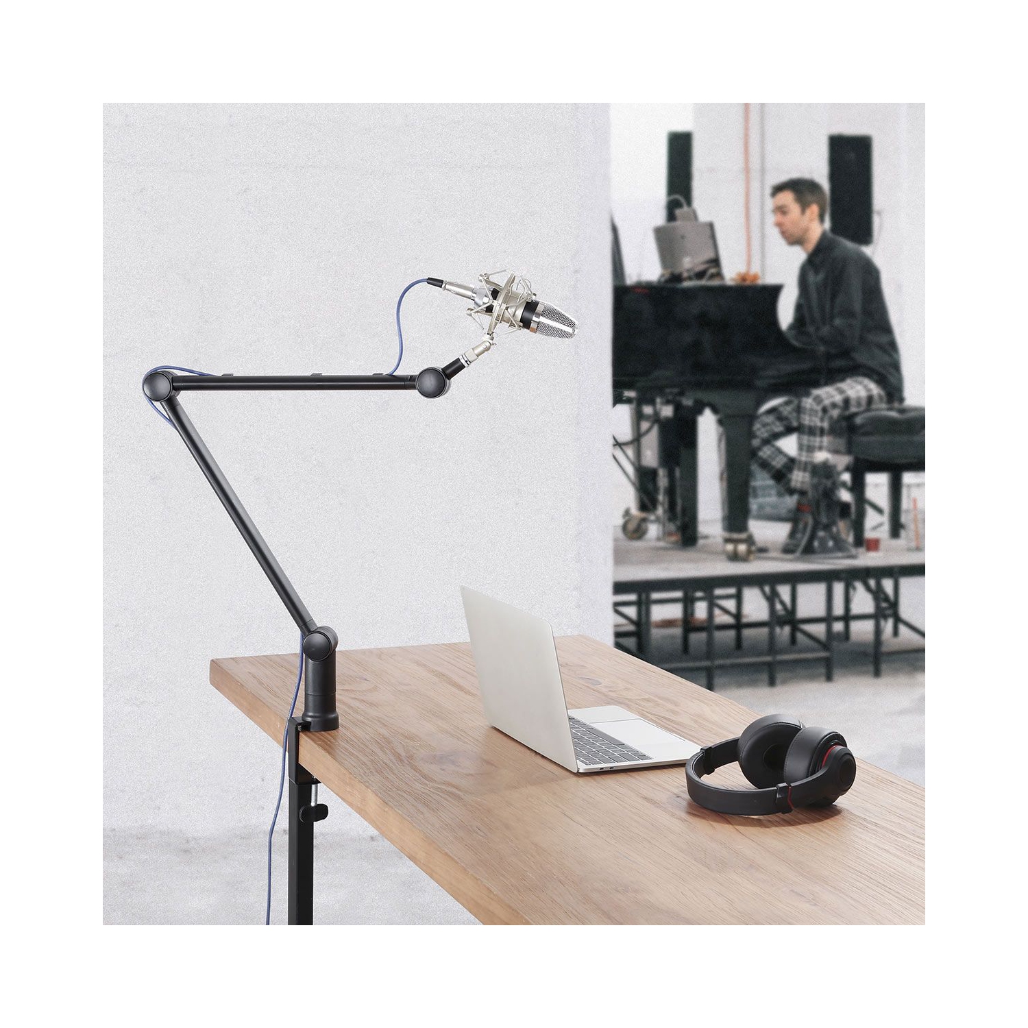 Support de microphone professionnel à perche MS06 Premium de Boost Industries pour bureau