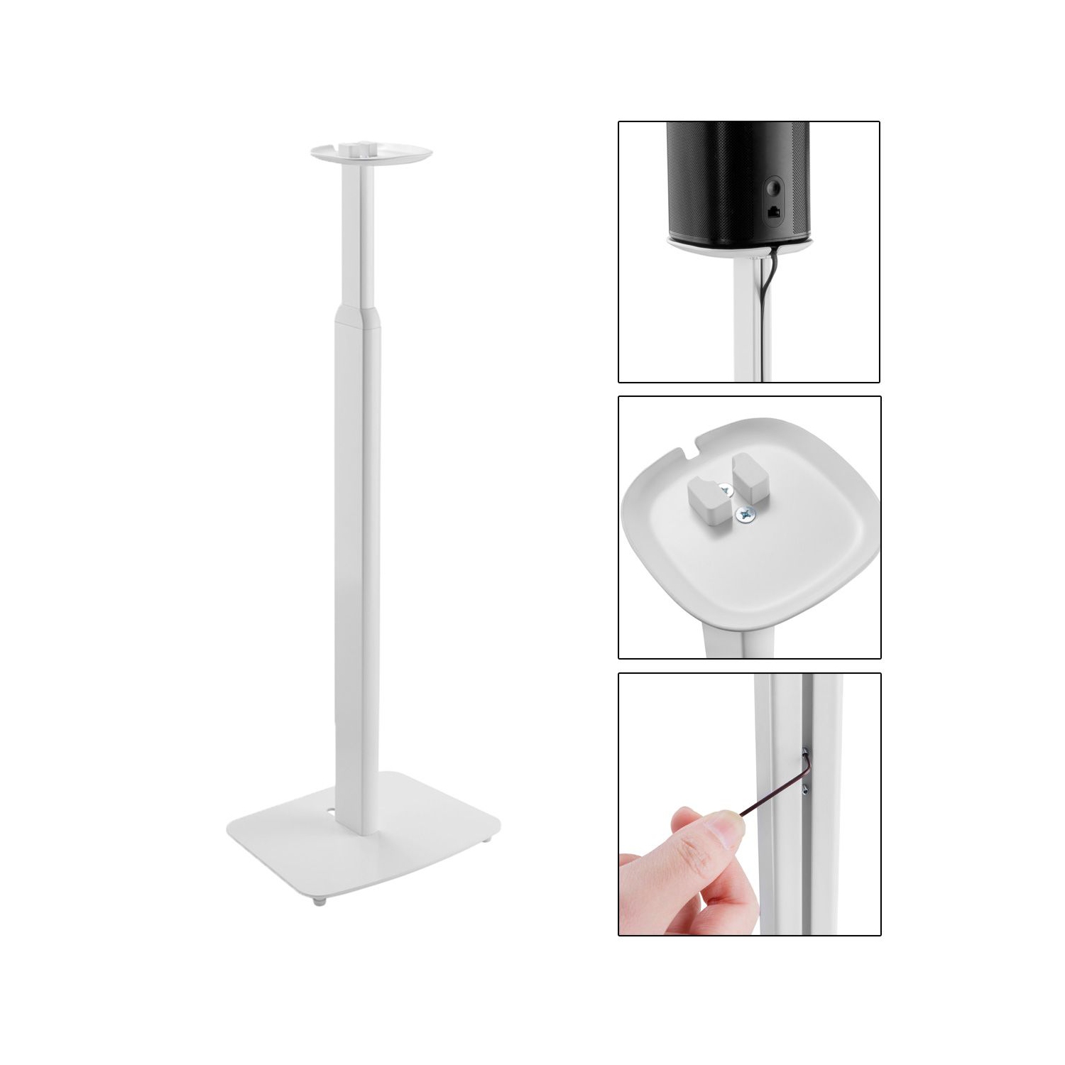 Support de plancher à hauteur réglable S1-FLR2-WH de Boost Industries pour haut-parleur SONOS® ONE, SONOS® ONE SL et SONOS Play:1