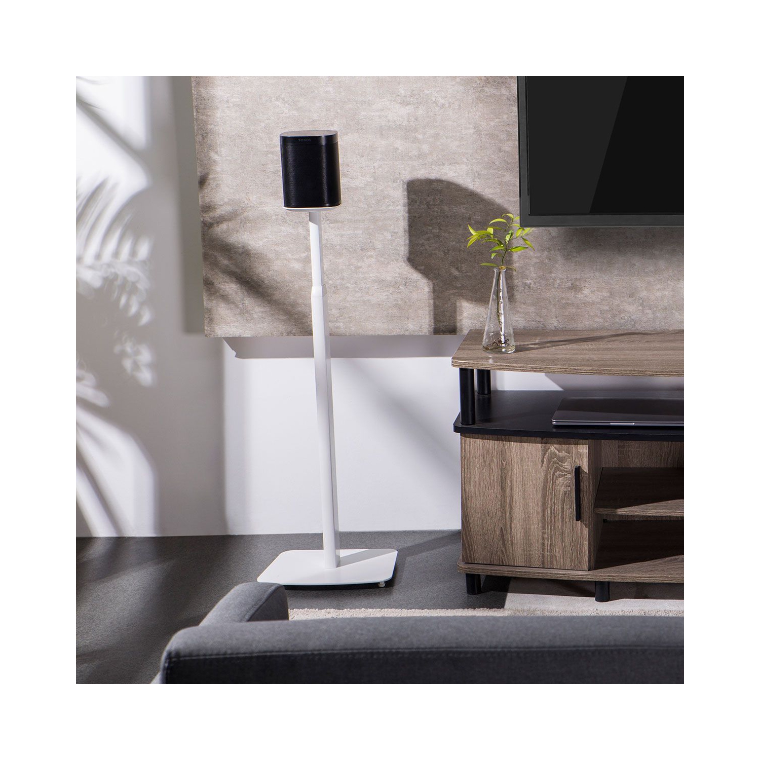 Support de plancher à hauteur réglable S1-FLR2-WH de Boost Industries pour haut-parleur SONOS® ONE, SONOS® ONE SL et SONOS Play:1