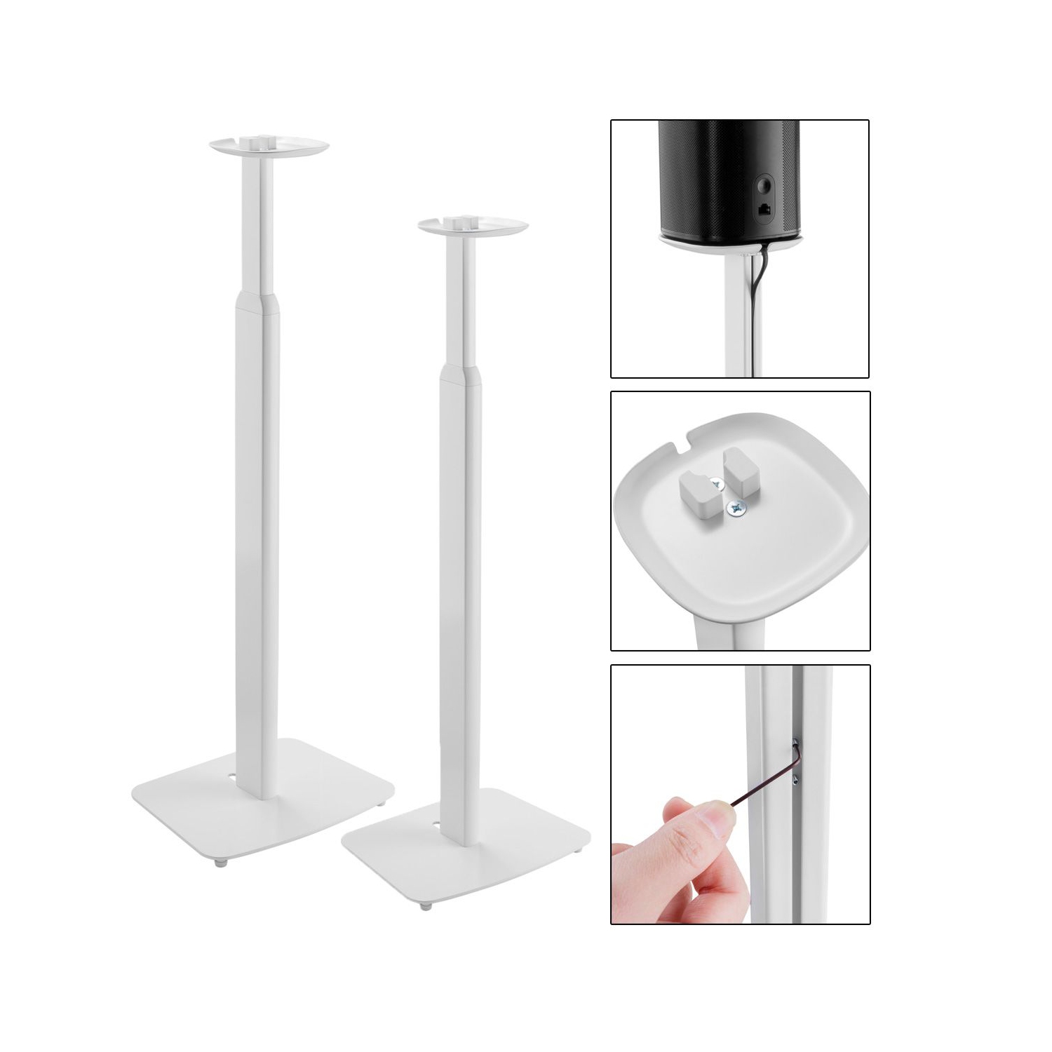 Boost Industries S1-FLR2-WH White Height Adjustable Floor Speaker Stand for SONOS® ONE, SONOS® ONE SL and SONOS Play:1