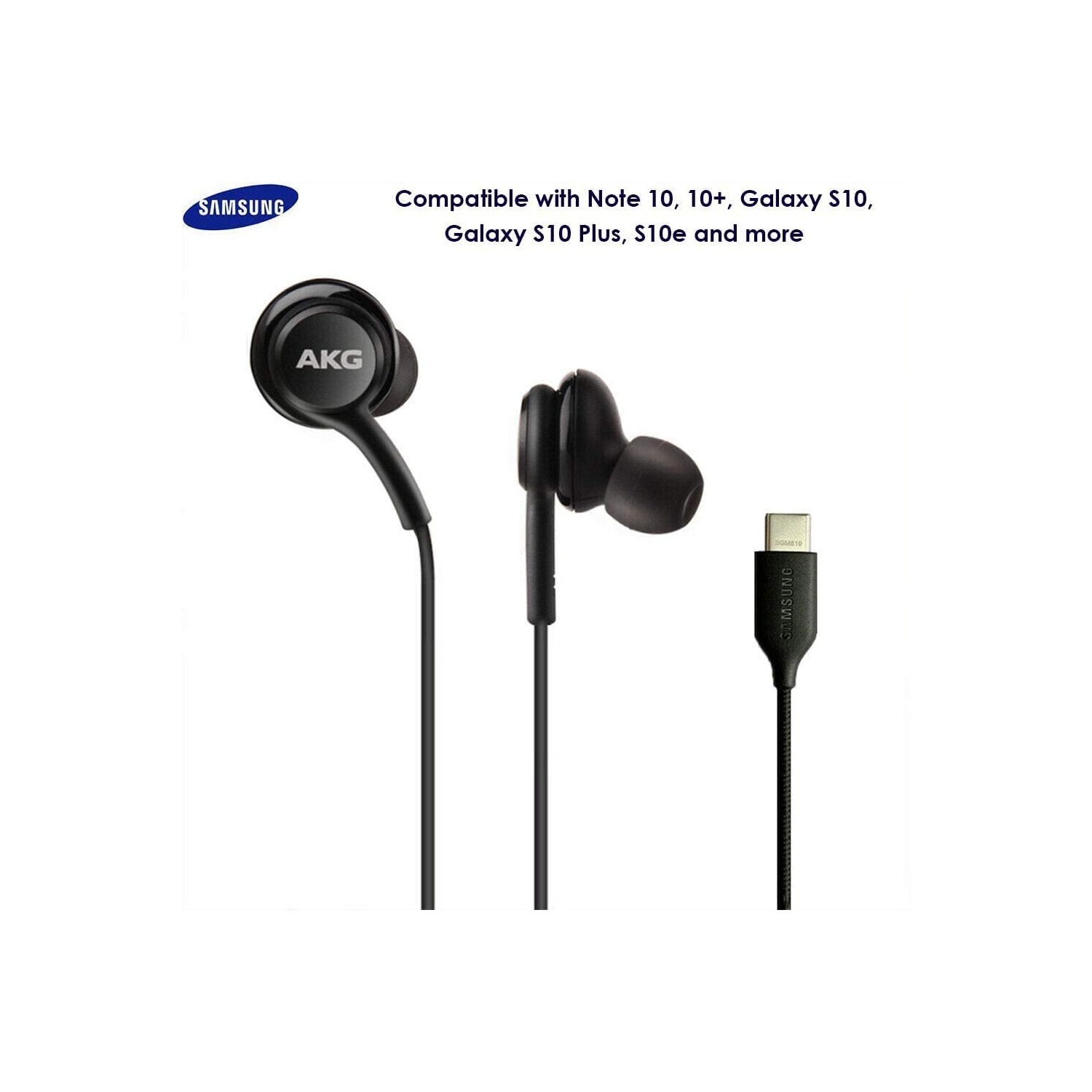 |HWS| Écouteurs stéréo à connecteur USB-C AKG casque d’écoute et micro pour S10 S20 Note 8 9 plus Samsung S9, noir