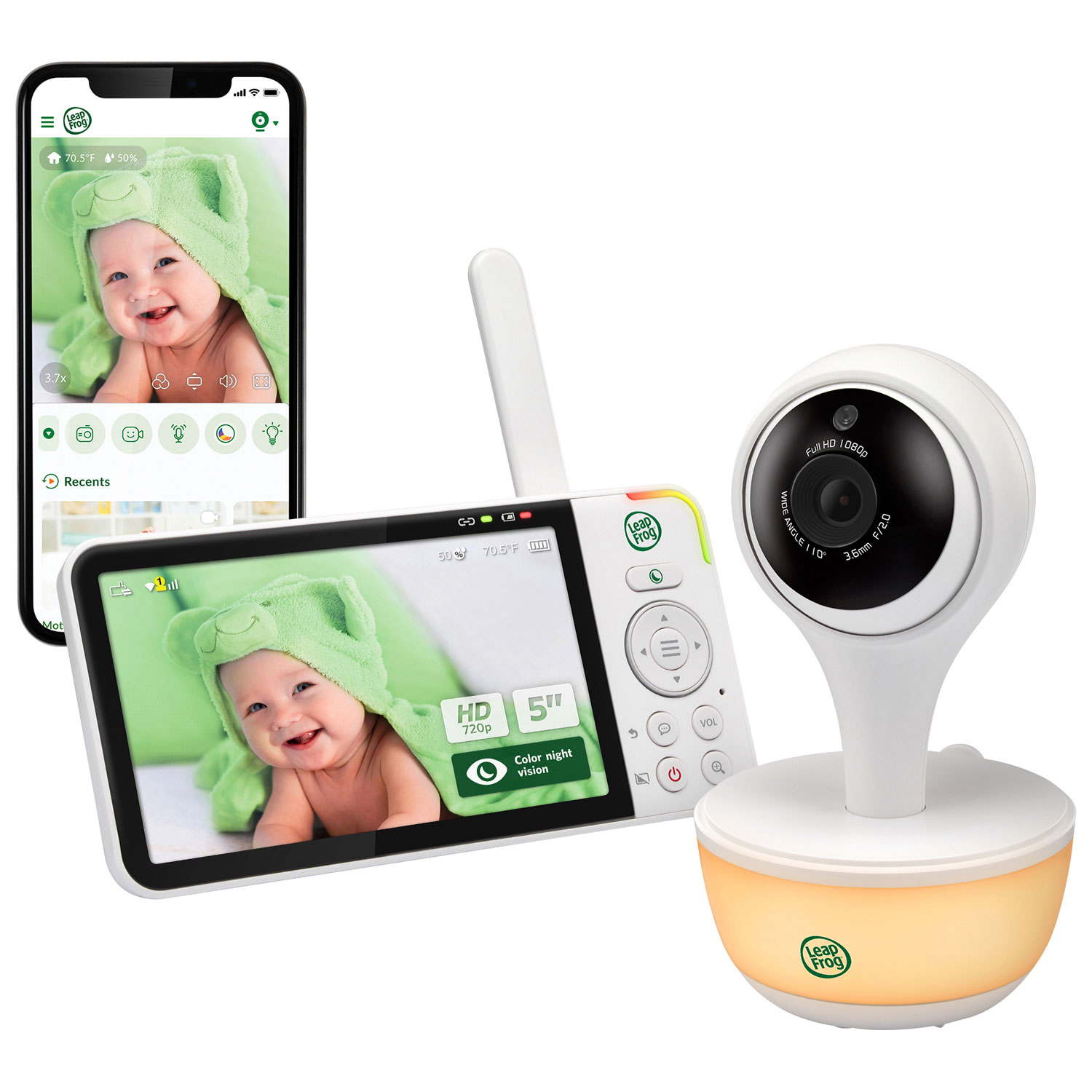 LeapFrog 5" Video Wi-Fi Baby Monitor with Night Vision, Zoom & 2-Way Audio (LF815HD)