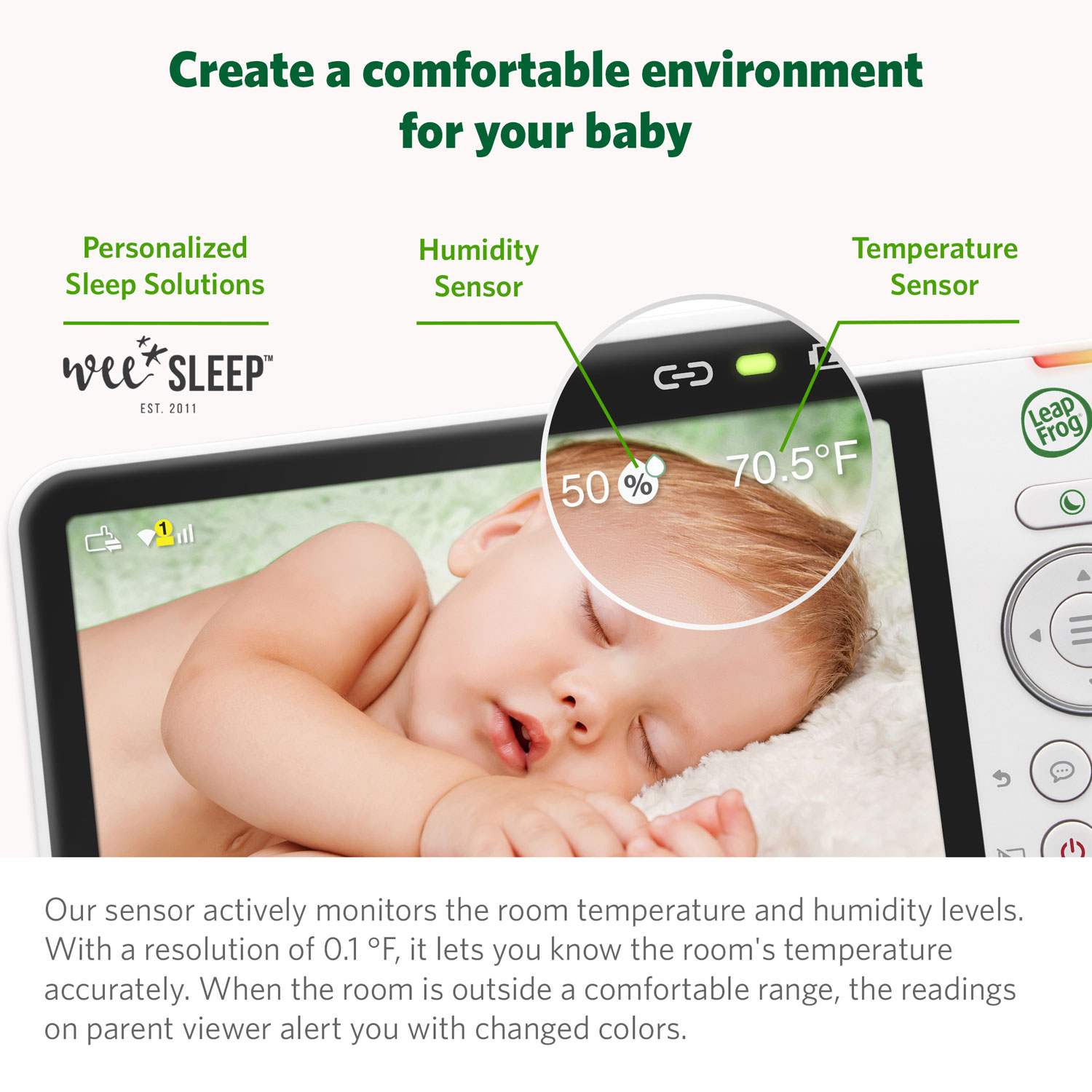 LeapFrog 5" Video Wi-Fi Baby Monitor with Night Vision, Zoom & 2-Way Audio
