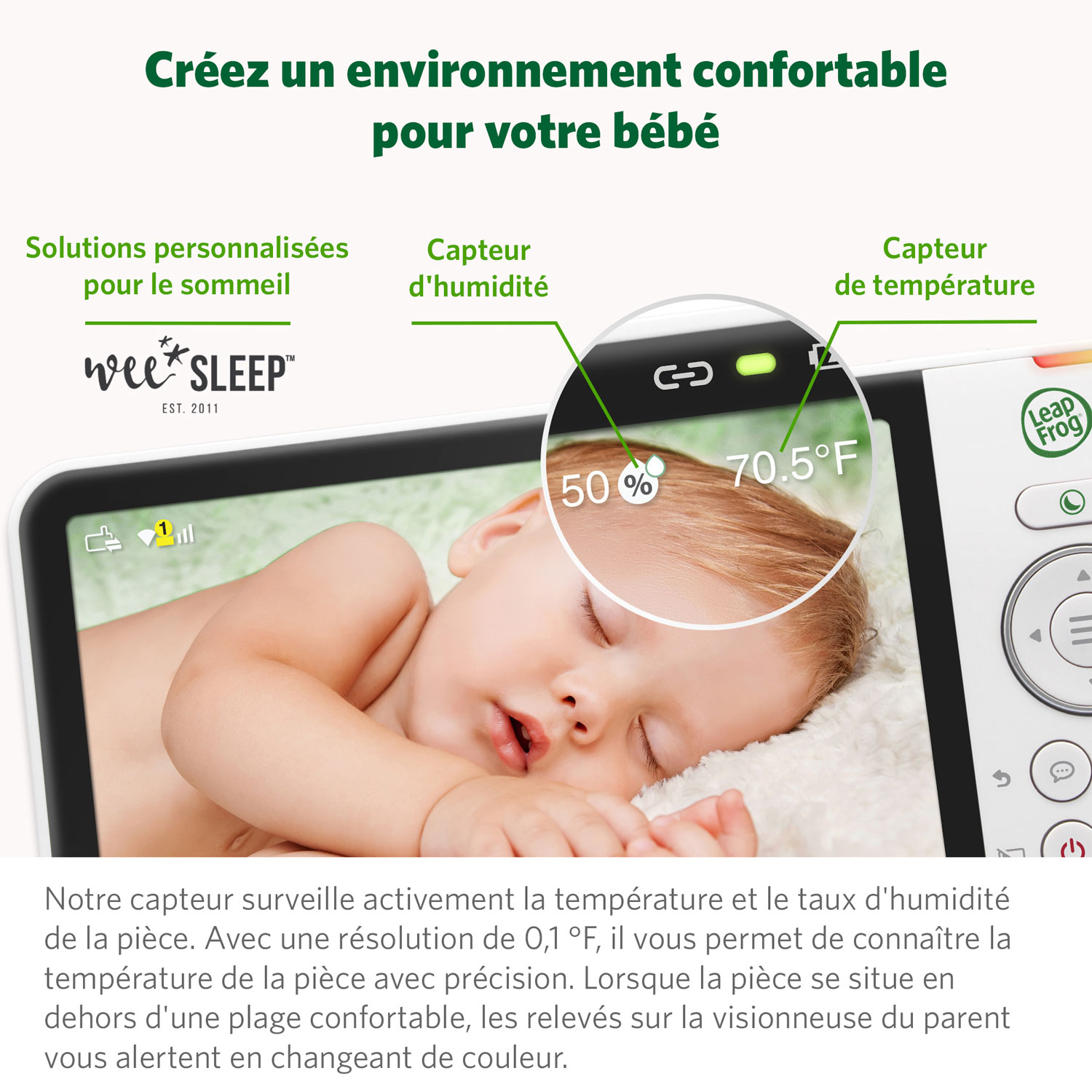 LeapFrog 5" Video Wi-Fi Baby Monitor with Night Vision, Zoom & 2-Way Audio