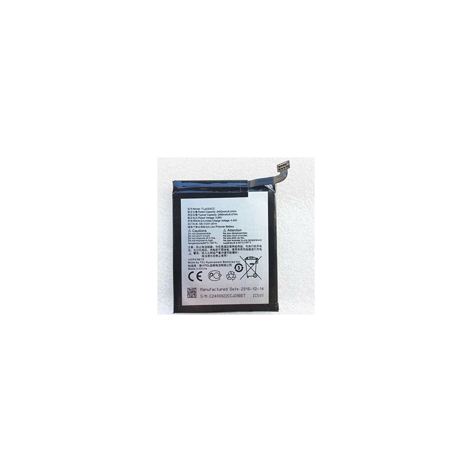 Replacement Battery-Compatible with ALCATEL A3 ONE Touch TLP024CJ TLP024CC