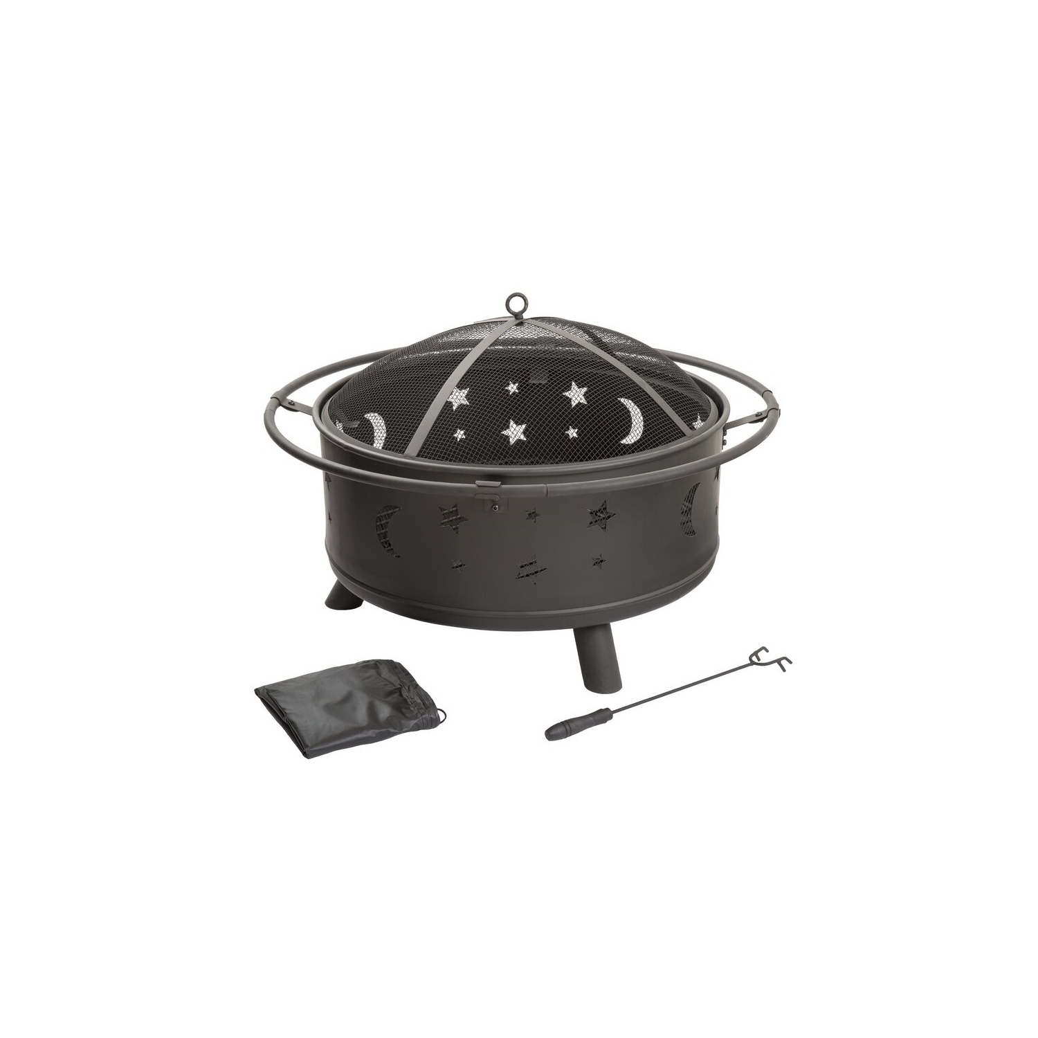 Crown Fire Pit, Steel Outdoor BBQ Wood Burning, Circle 32 Inch