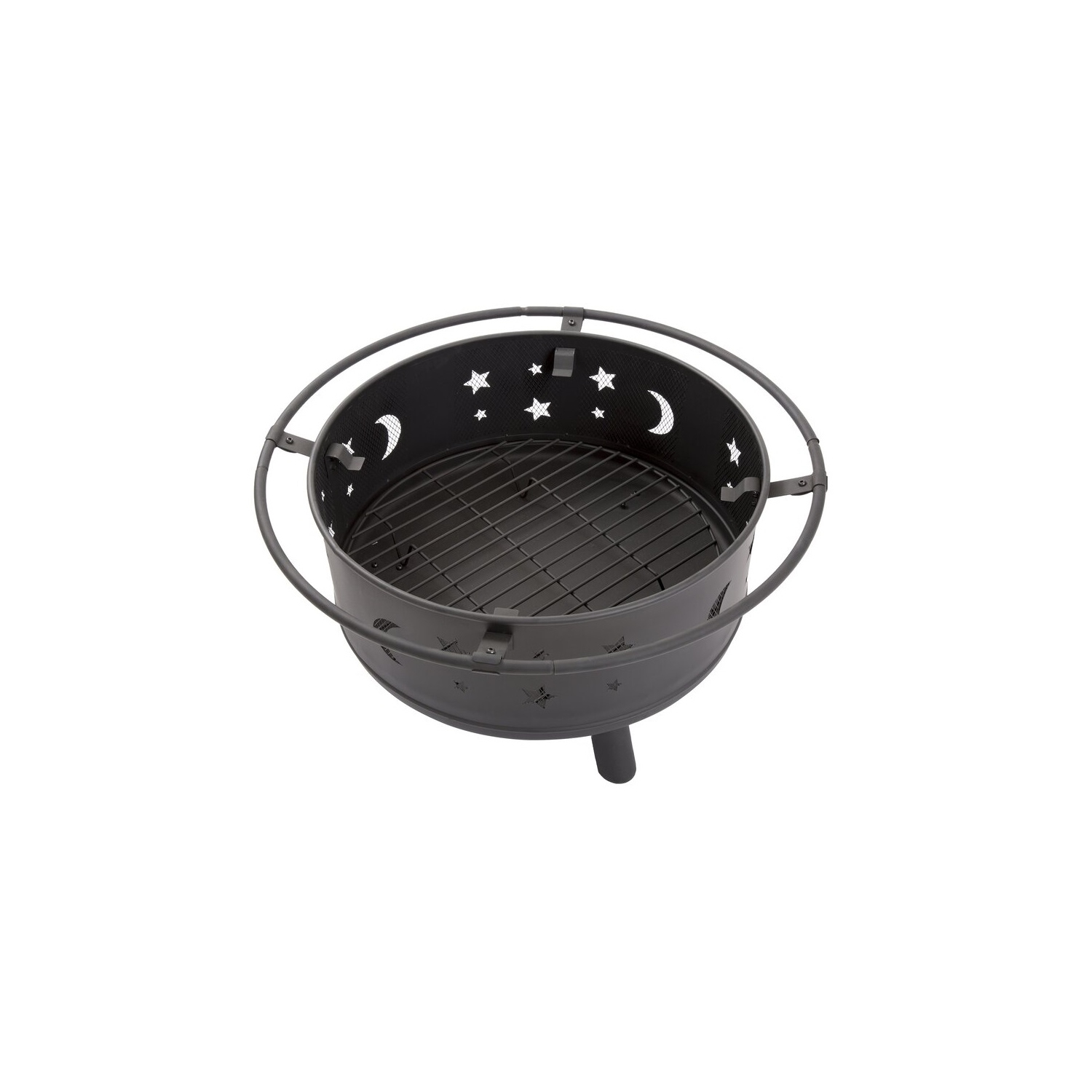 Crown Fire Pit, Steel Outdoor BBQ Wood Burning, Circle 32 Inch
