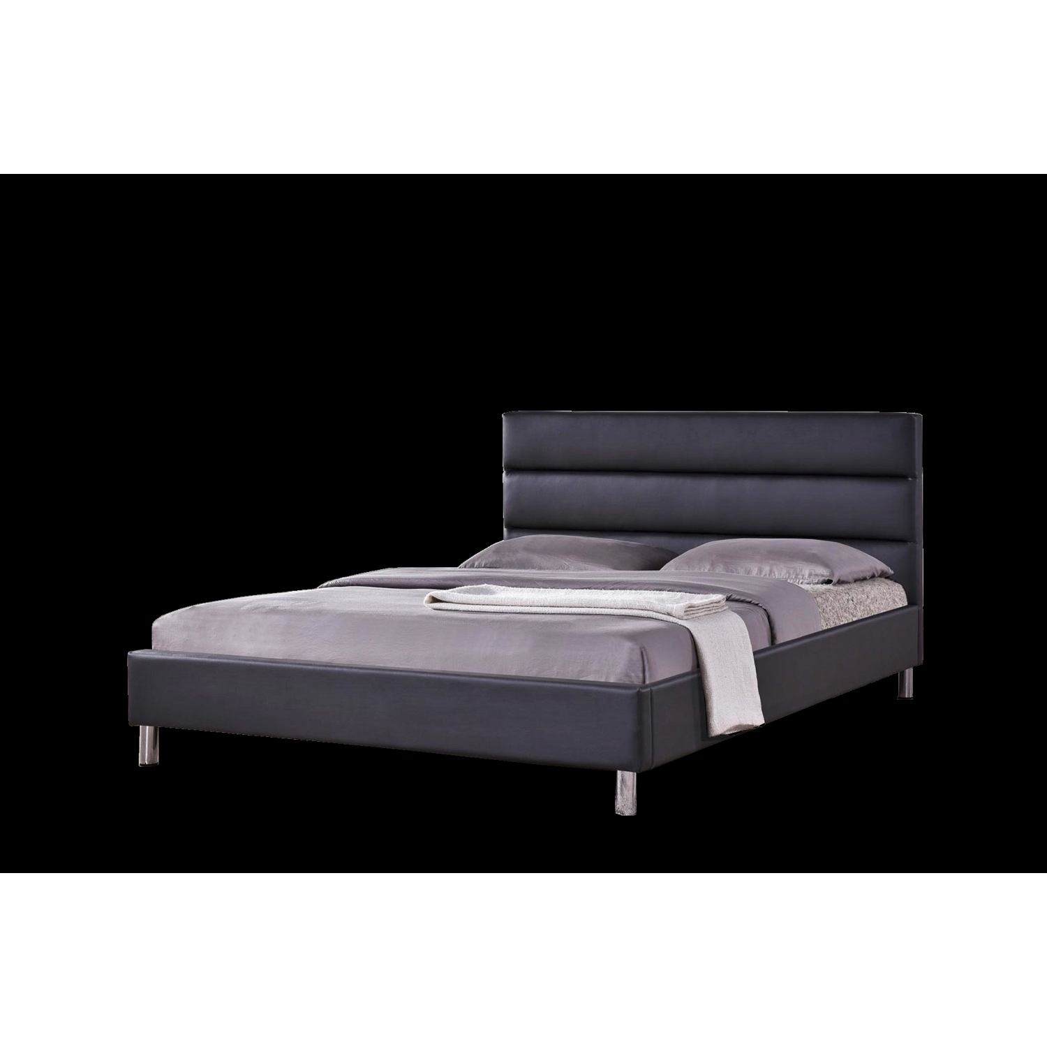 Black PU Upholstered King Size Platform Bed