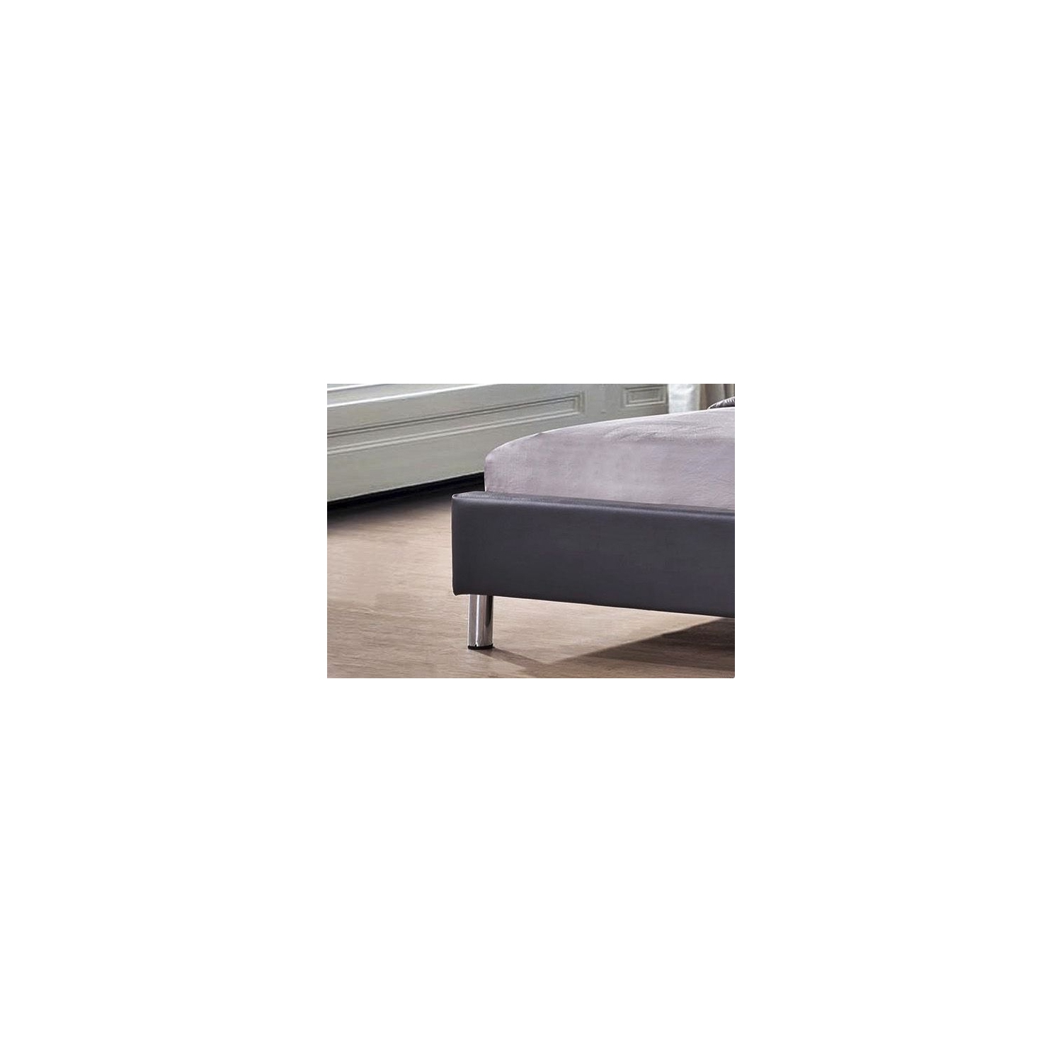 Black PU Upholstered King Size Platform Bed
