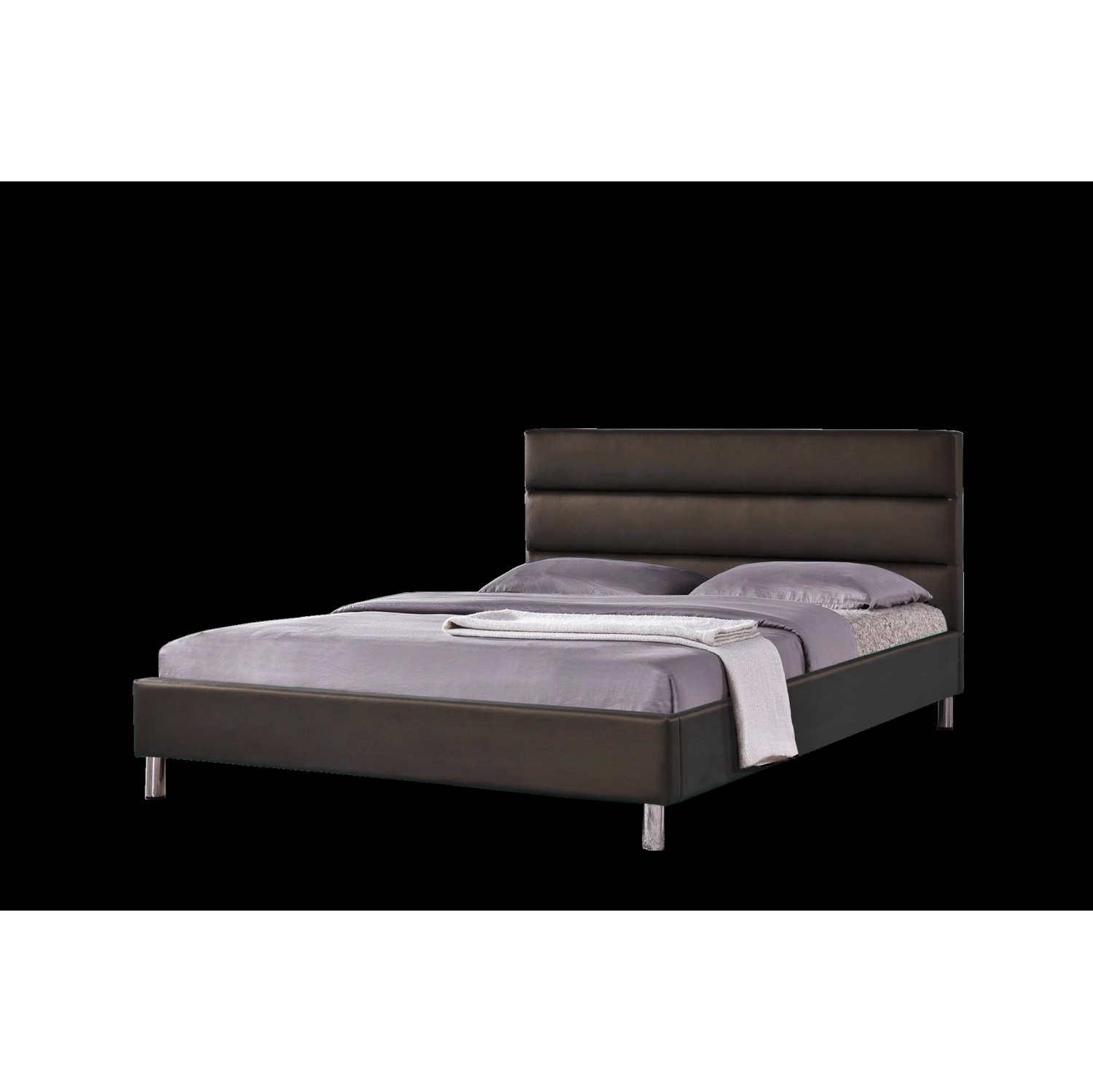 Espresso PU Upholstered Double Size Platform Bed