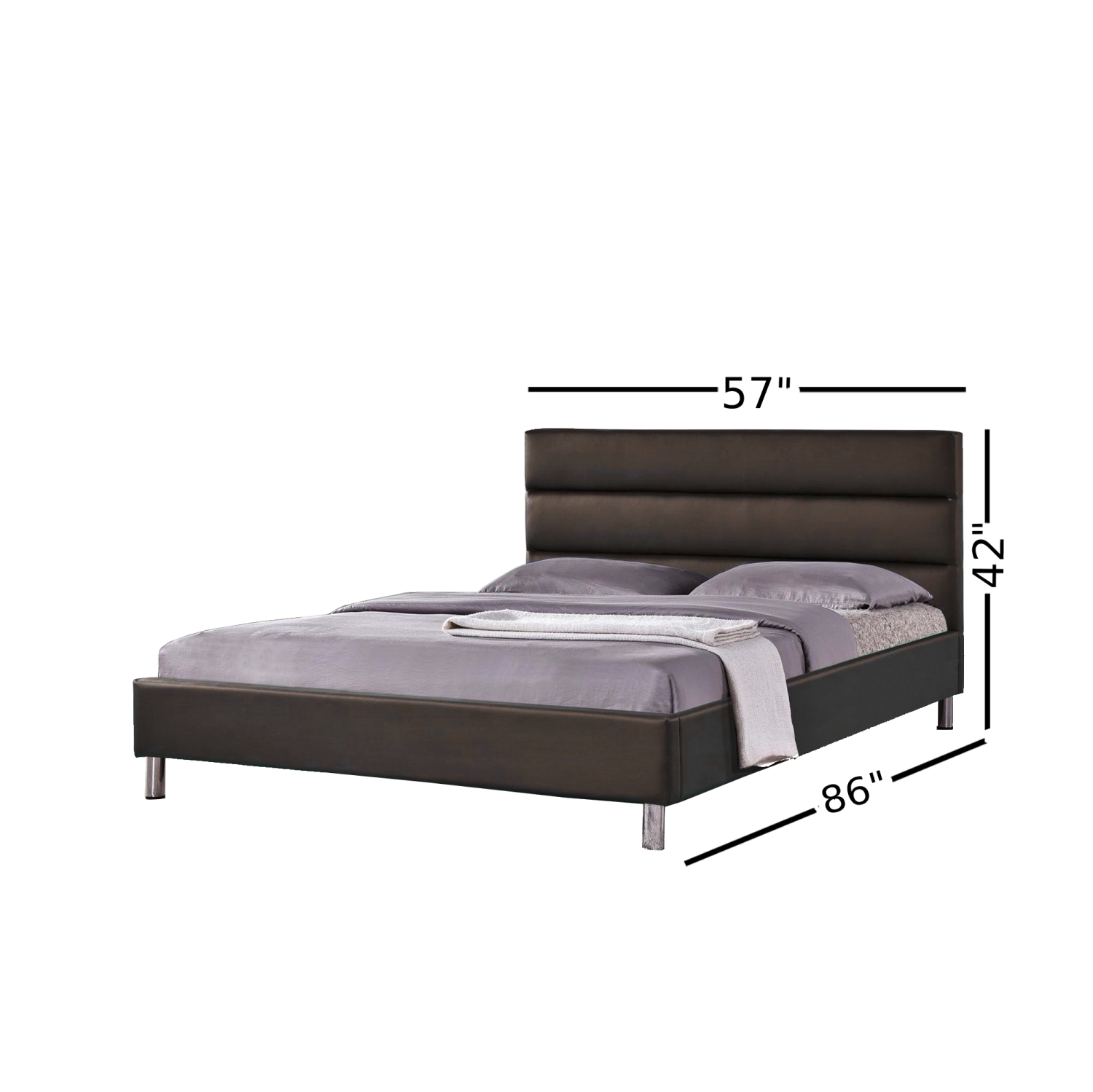 Espresso PU Upholstered Double Size Platform Bed