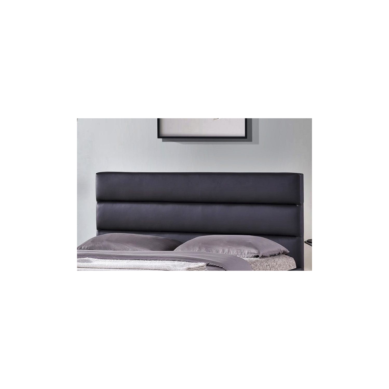 Black PU Upholstered Double Size Platform Bed
