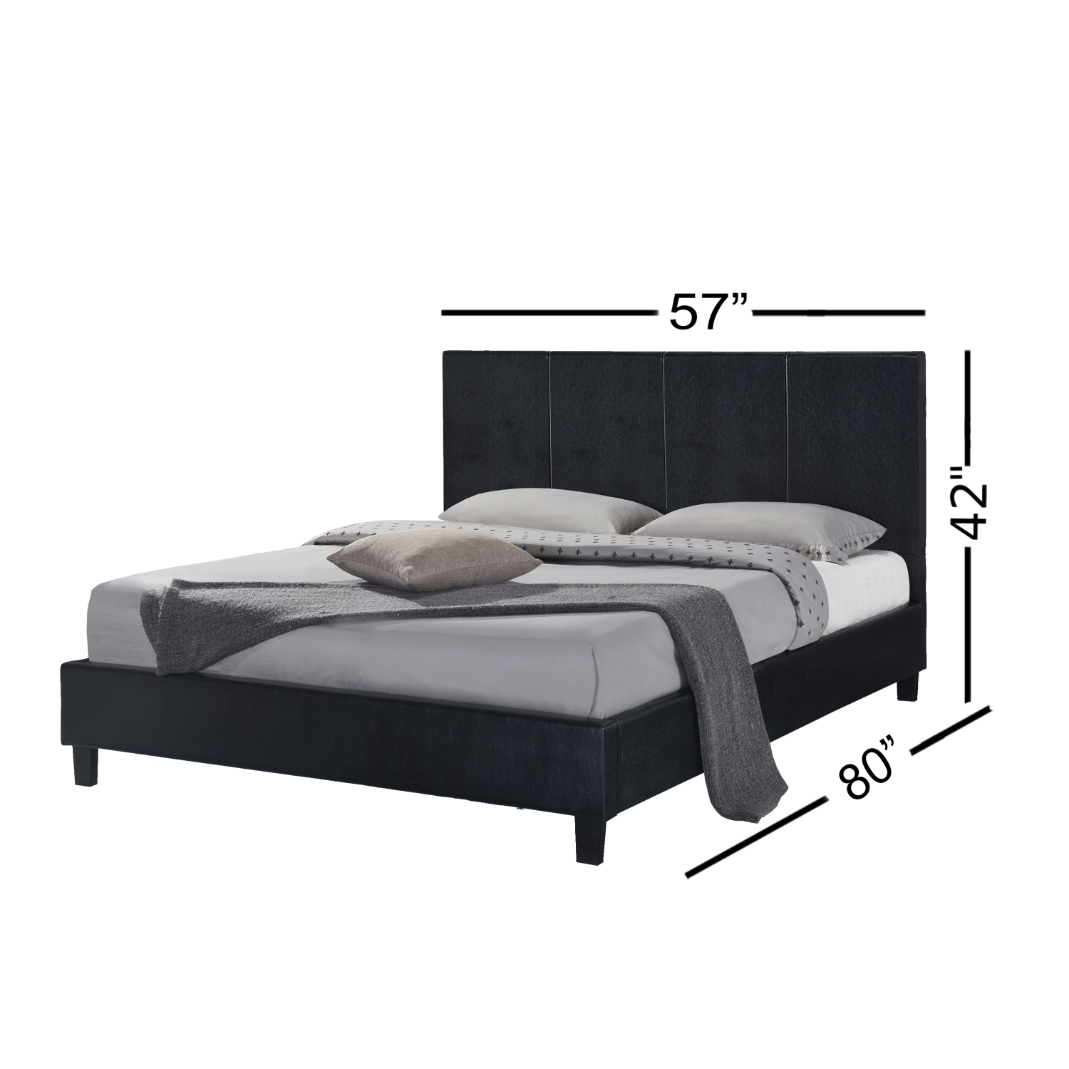 Black Uptown PU Upholstered Double Size Platform Bed