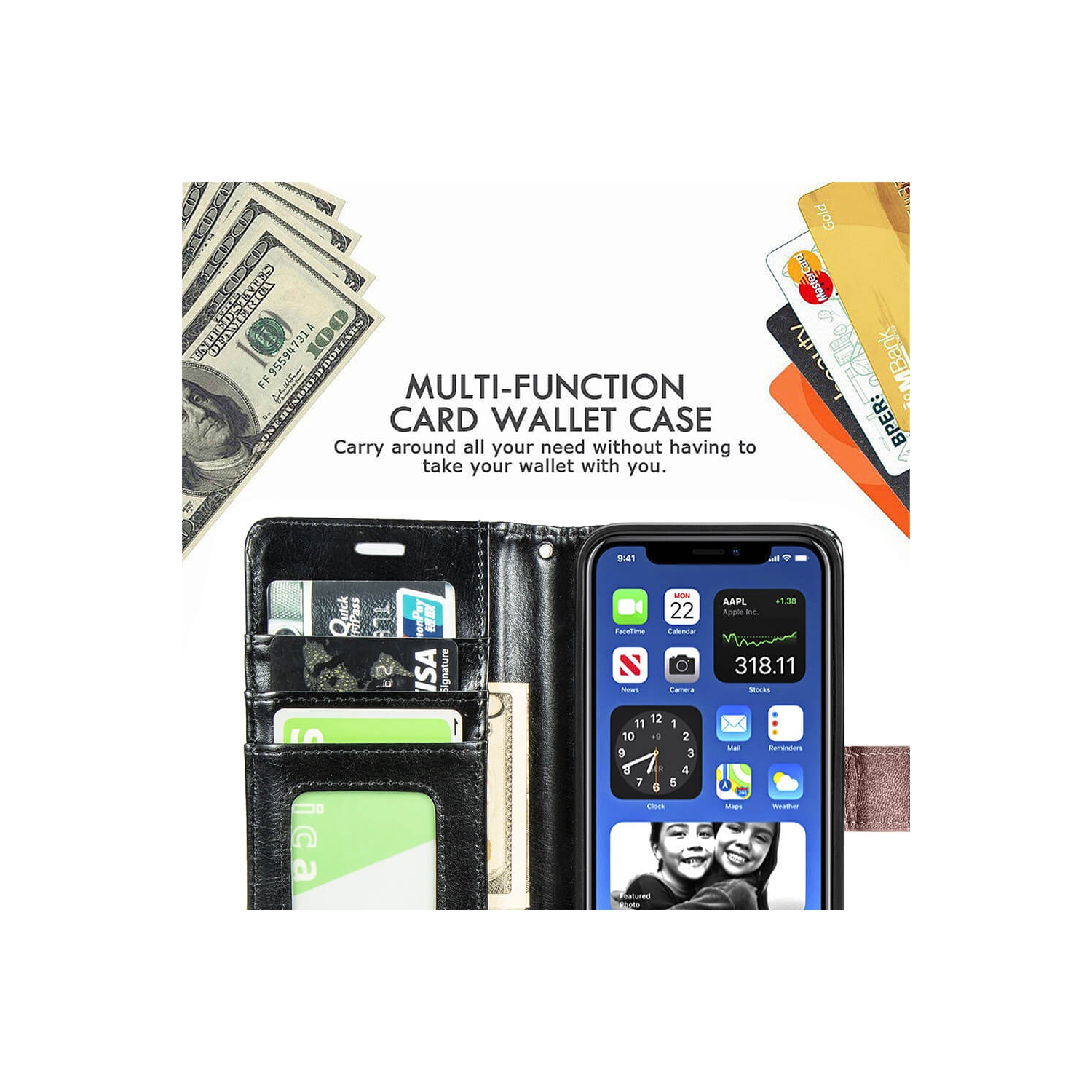 Juvenileway Folio series protection flip case for Apple iPhone 12 Mini 2020 - Brown