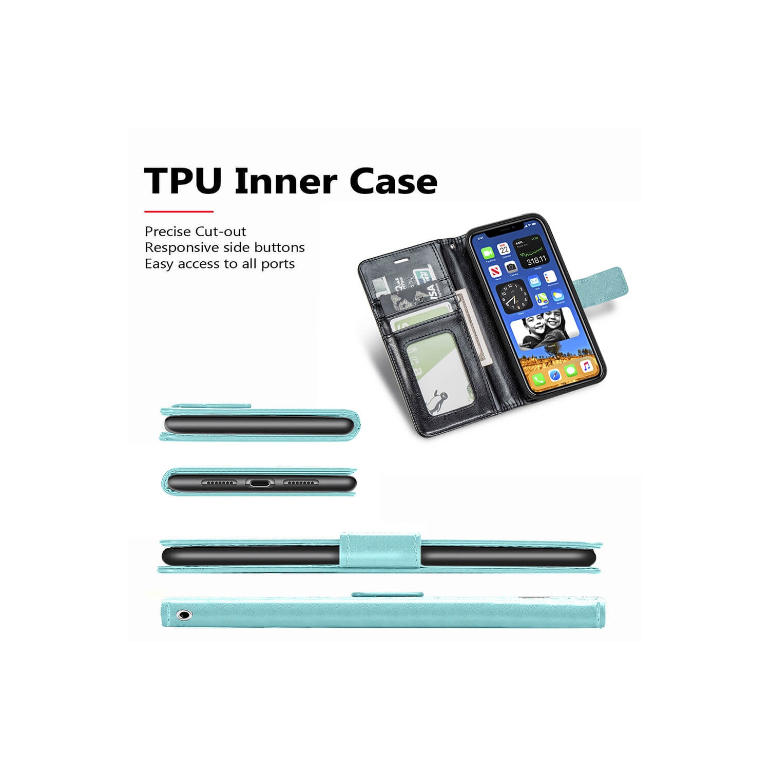 Juvenileway Folio series protection flip case for Apple iPhone 12 Mini 2020 - Brown