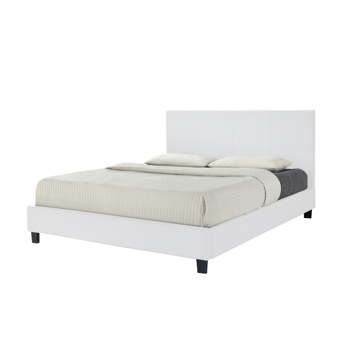 Queensons White Uptown PU Upholstered Double Size Platform Bed