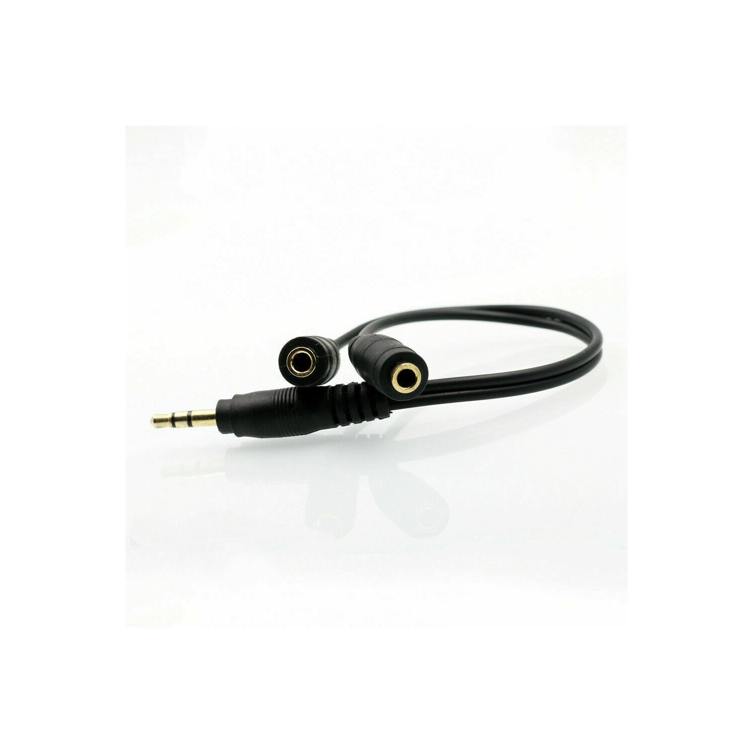 1.5FT 2 Female to 1 Male Gold Plated 3.5mm Audio Y Splitter Headphone Cable Foot