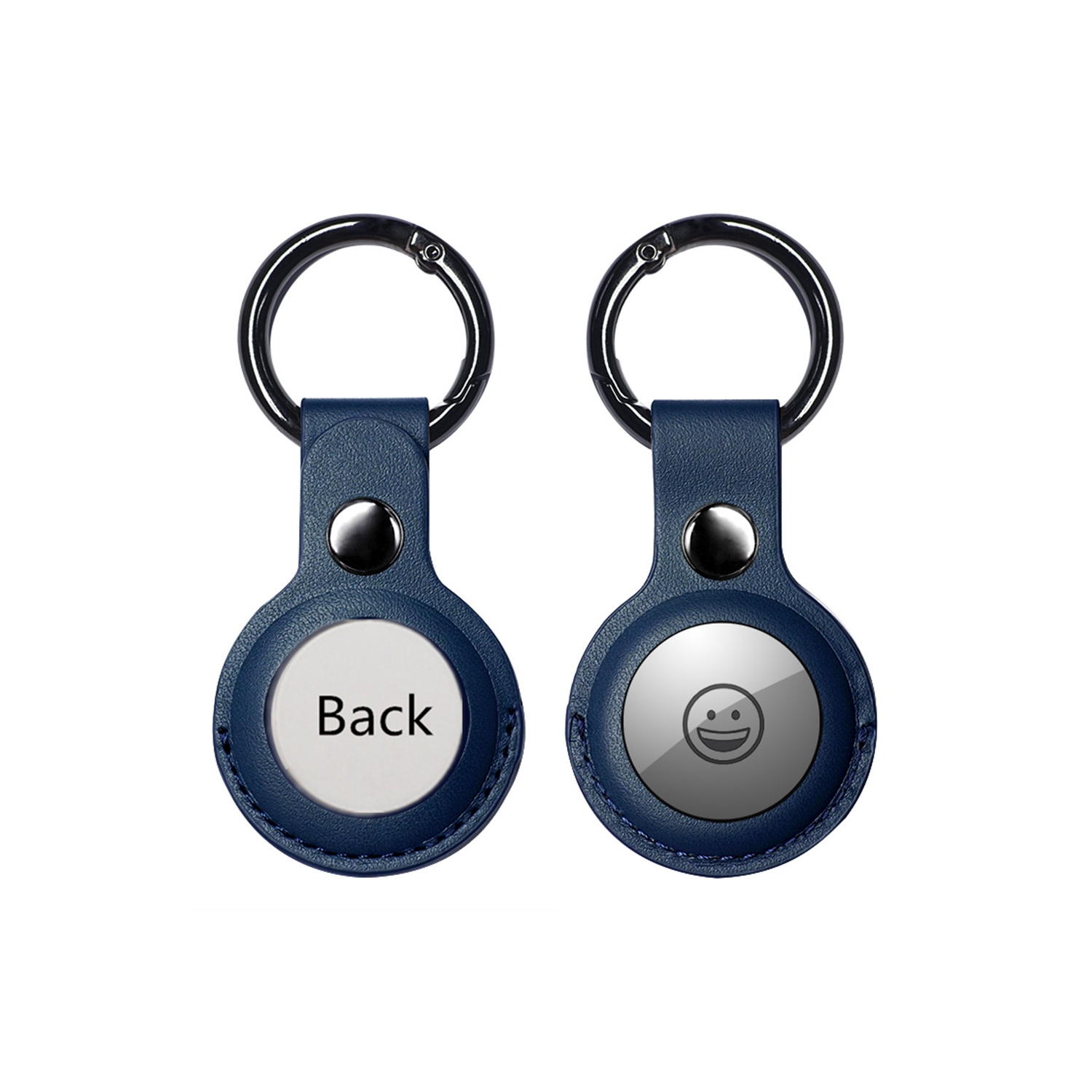 【2 Packs】 Housse de protection en cuir CSmart avec porte-clés pour porte-clés avec anneau pour AirTag, bleu marine