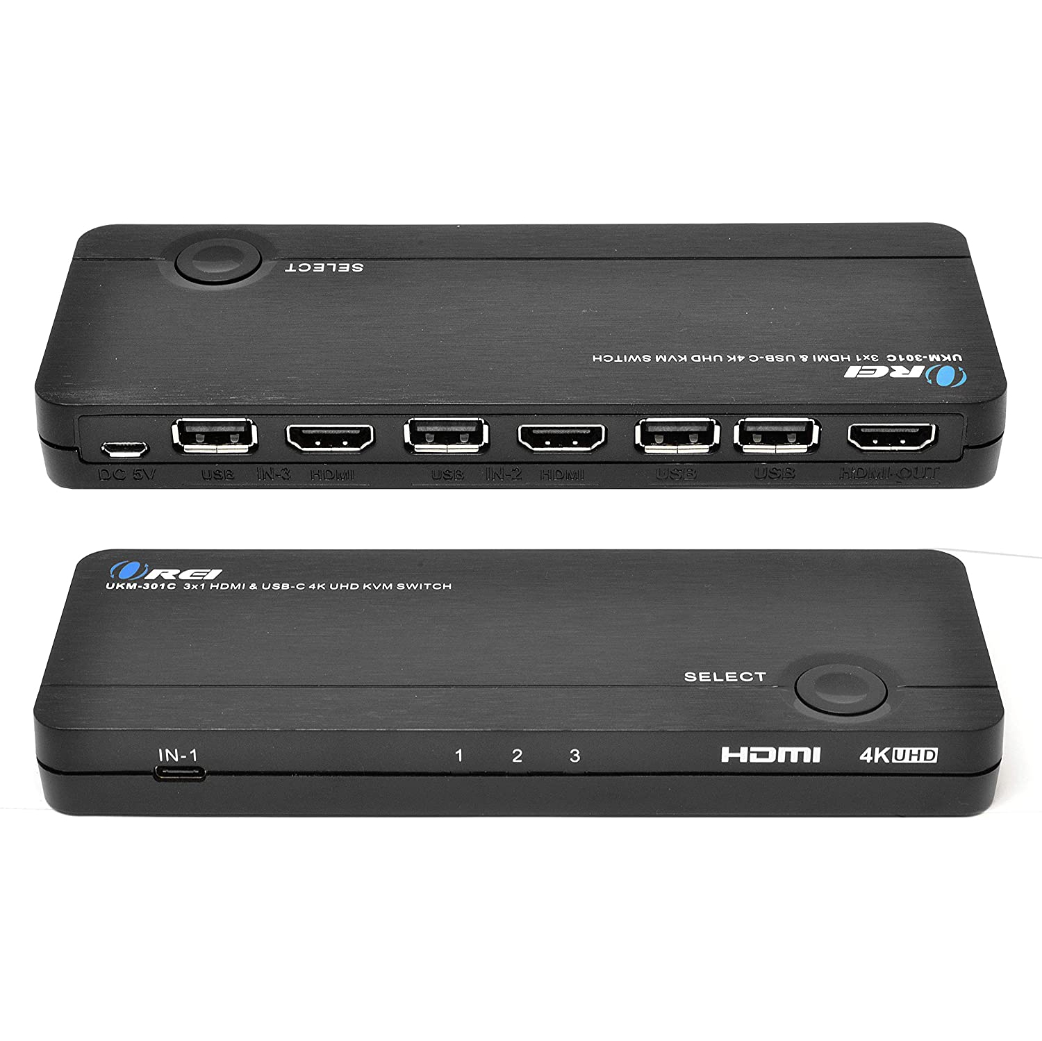 4K 3 Port 3x1 HDMI KVM Switch by OREI, Share Multiple Devices, PC, Computers, Phones, Gaming on One Display Monitor, Keyboard Control and USB