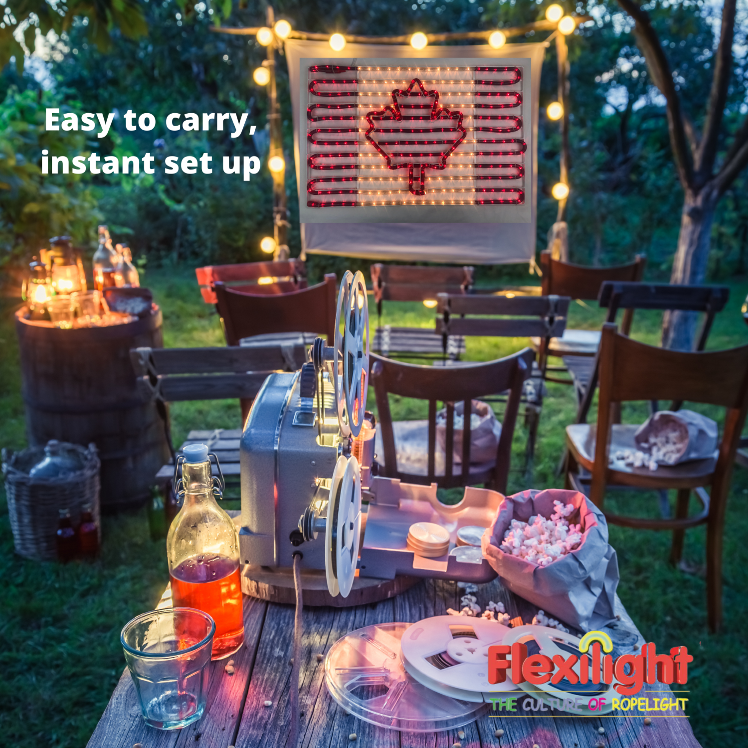 Flexilight Lighted Canadian Flag Patriotic Rope Light Motif 120V for Canada Day Remembrance Day Indoor Outdoor