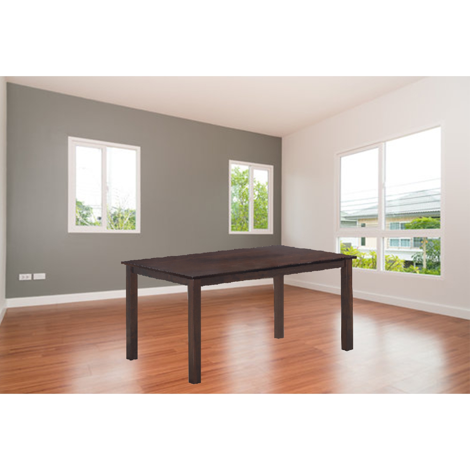 Espresso Solid Wood Long Rectangular Universal Dining Table