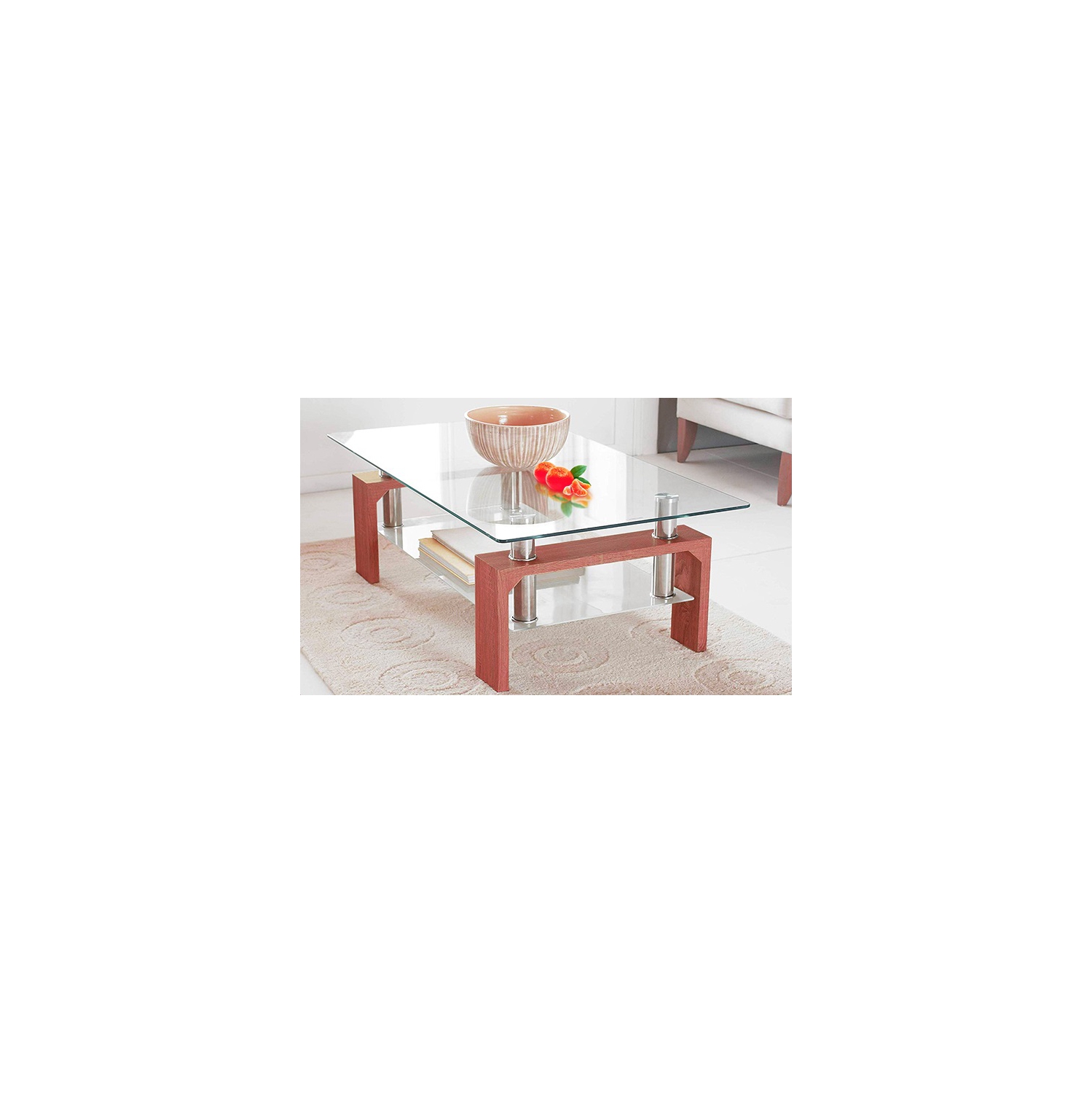 Cherry Glass Top Infinity Coffee Table