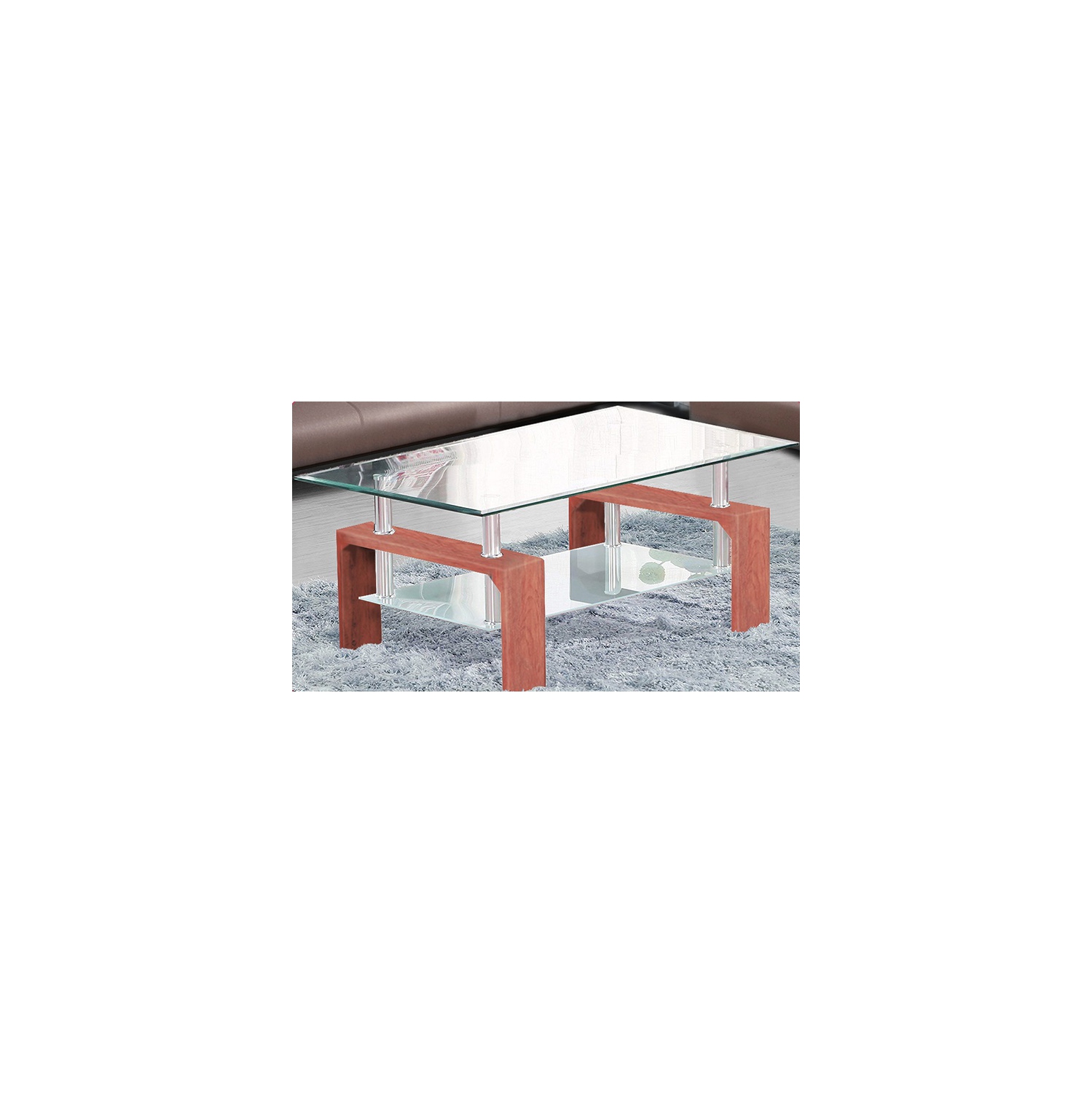 Cherry Glass Top Infinity Coffee Table