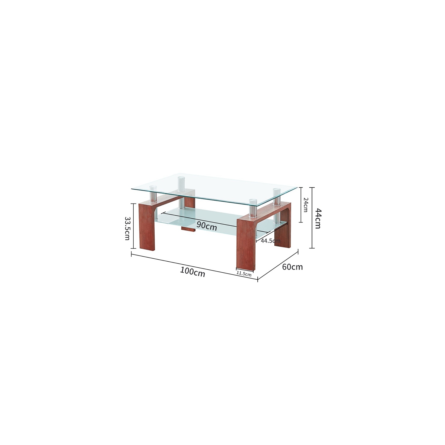 Cherry Glass Top Infinity Coffee Table