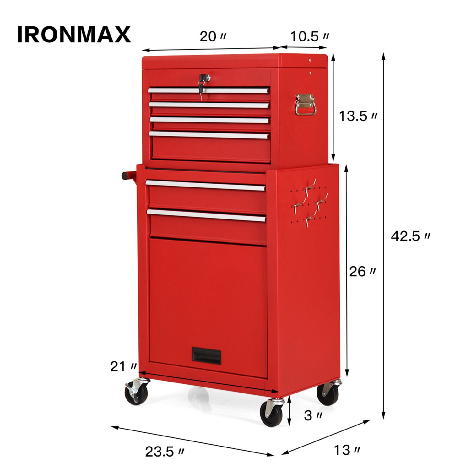 Costway 2 in 1 Rolling Cabinet Storage Chest Box Organizer w/ 6 Drawers