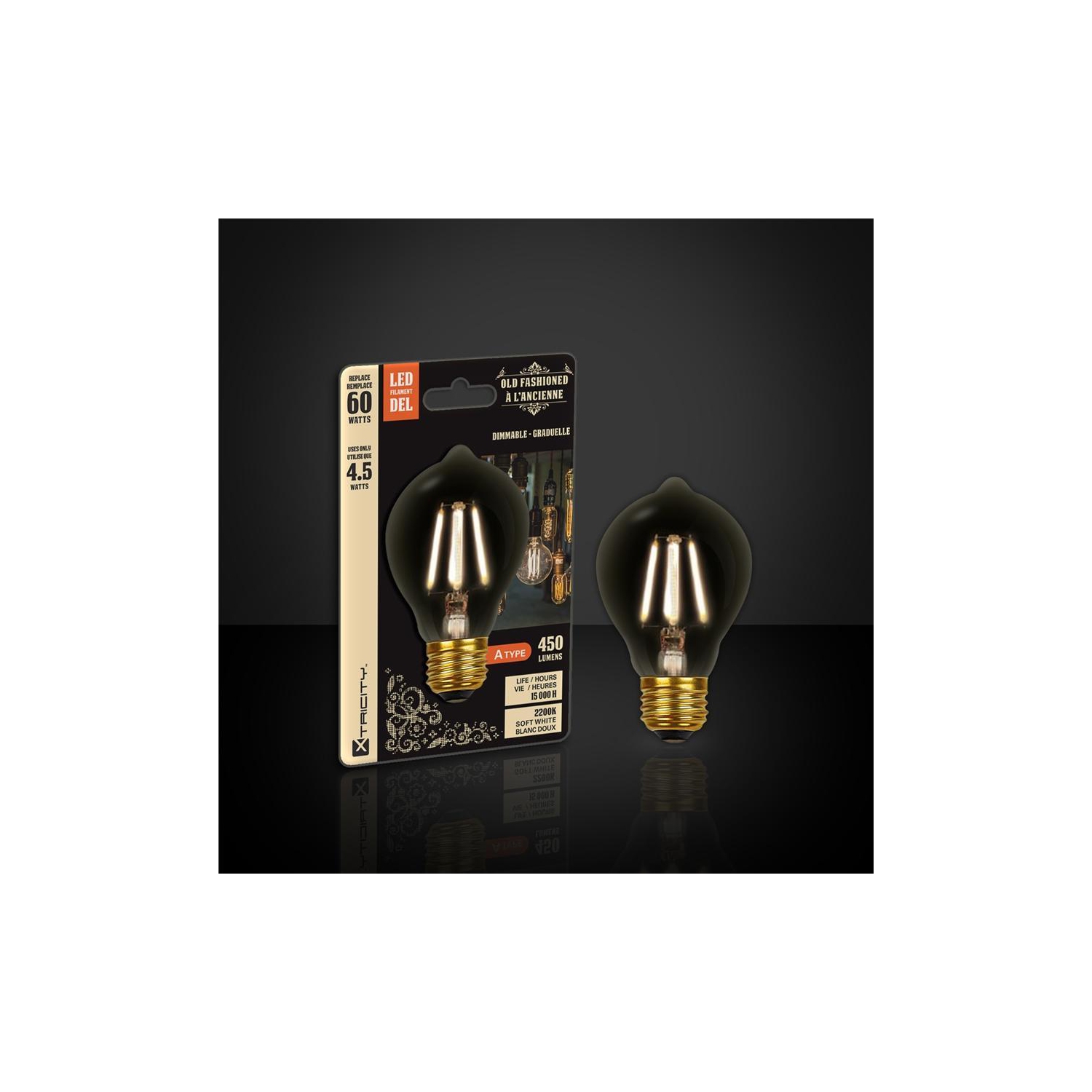 Xtricity - Ampoule DEL Style à l'ancienne, 4.5W, Culot E26, 2200K Blanc Doux