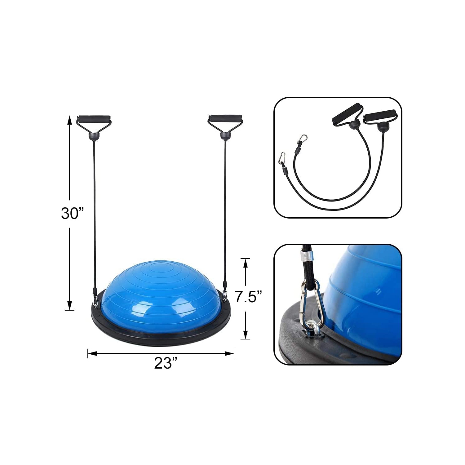 Stanz Half Ball Balance Trainer with Straps Yoga Balance Ball Anti Slip for Core Training Home Fitness Strength Exercise Workout Gym