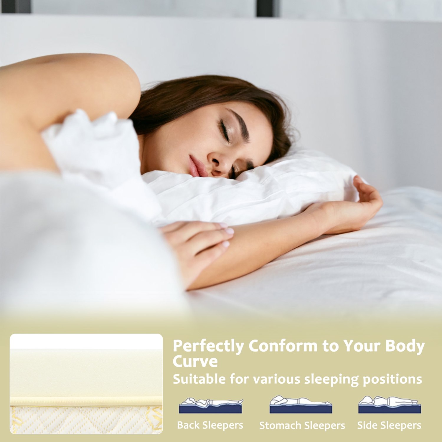 Costway 3" Bed Mattress Topper Air Cotton for All Night's Comfy Soft Mattress Pad