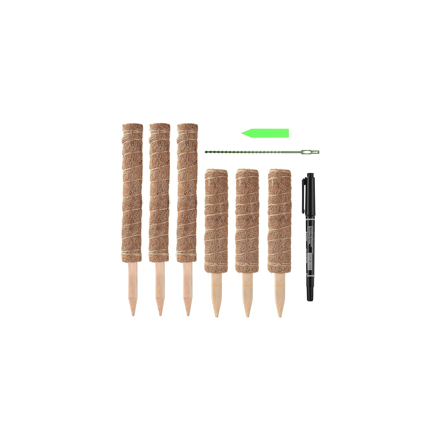 6 Pcs Moss Pole Plant Support 15.7 Inch and 12 Inch, Coir Totem Moss Pole for Climbing Plants