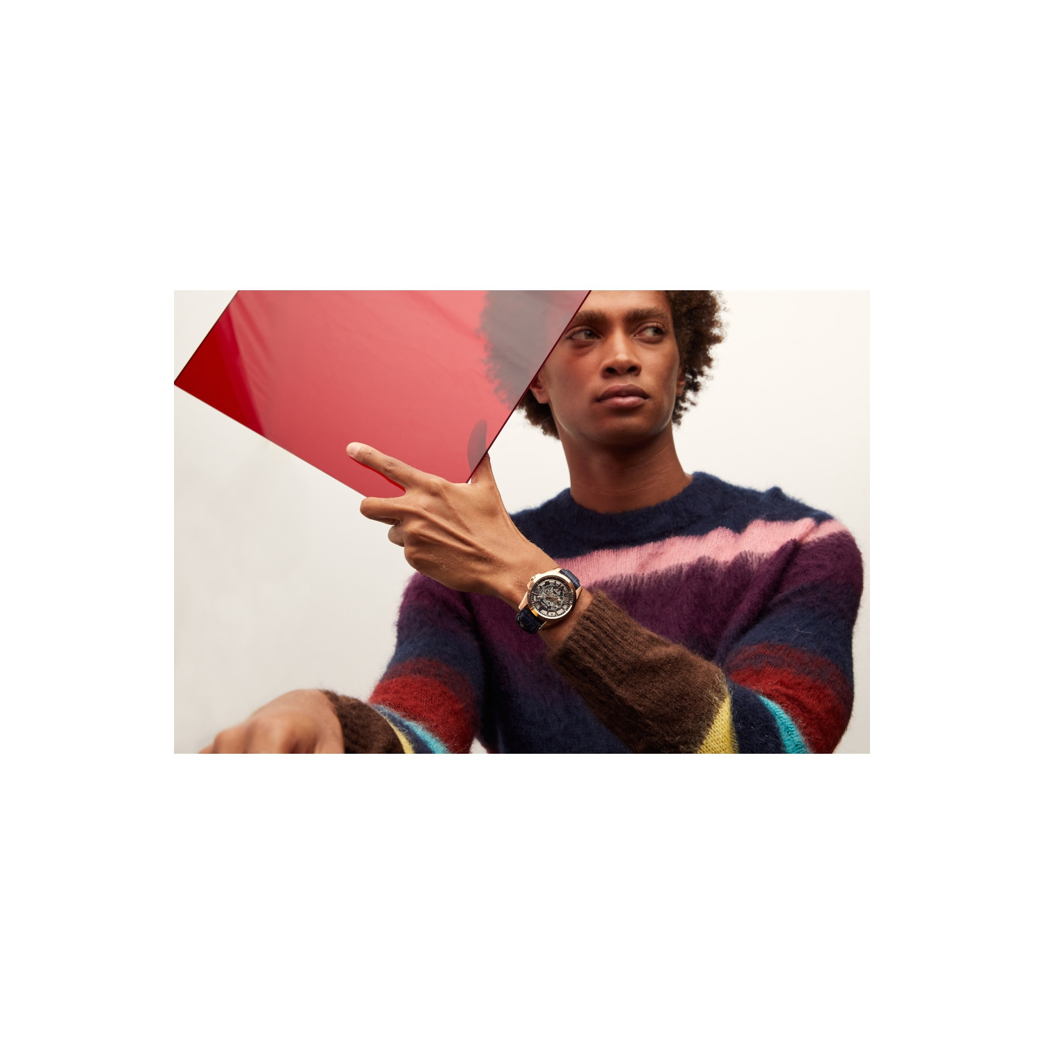 Bulova Mens Sutton Automatic Watch 43mm Rose Gold-Tone Stainless Steel Case Blue Leather Strap with Blue Dial