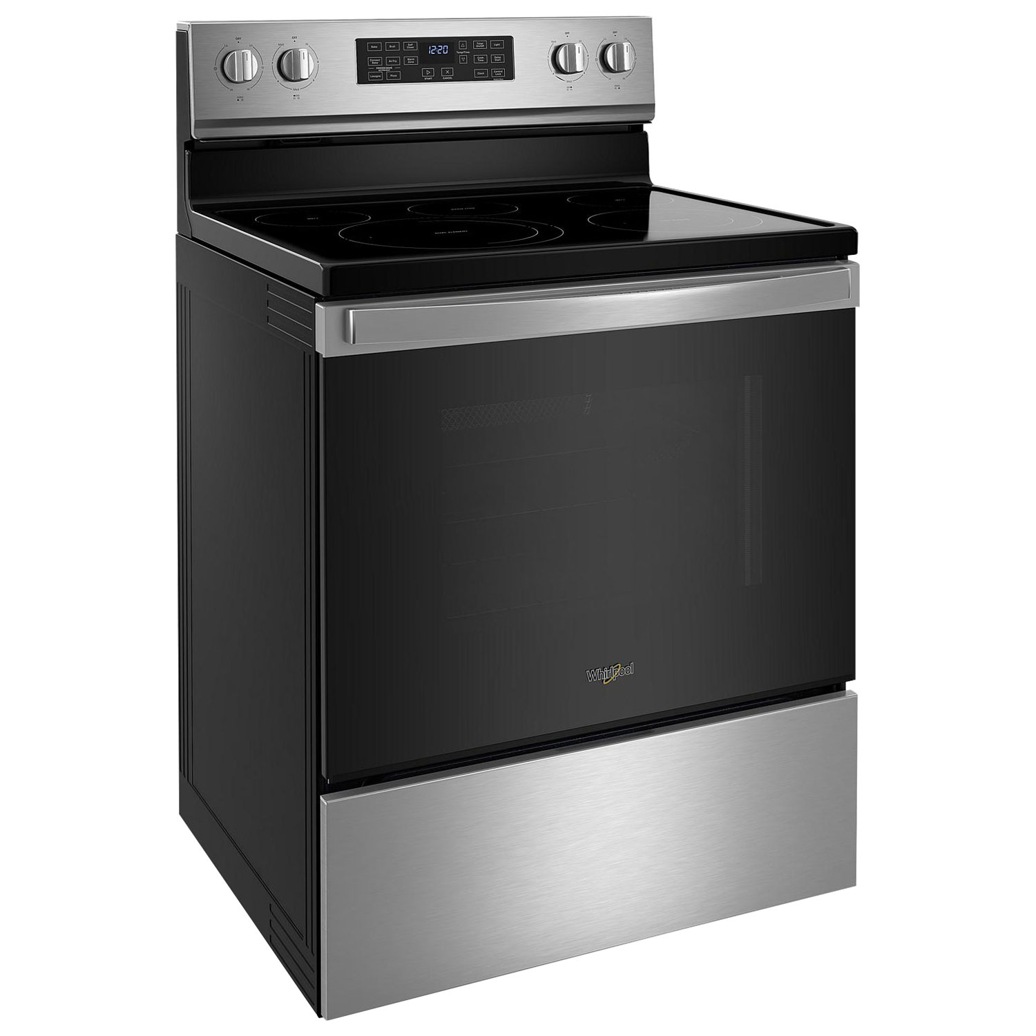 Whirlpool 30" 5.3 Cu. Ft. Fan Convection 5-Element Freestanding Electric Air Fry Range - Stainless Steel