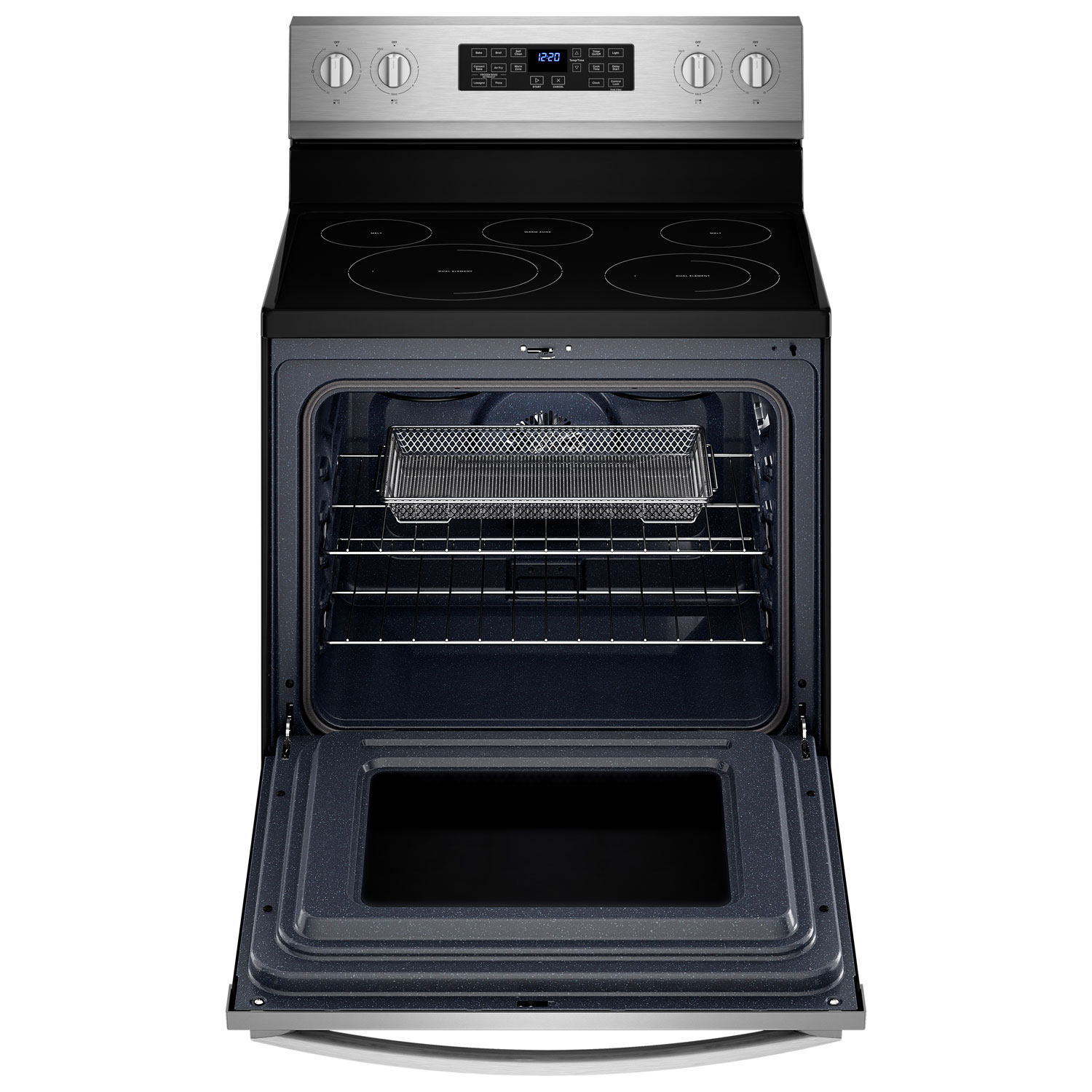 Whirlpool 30" 5.3 Cu. Ft. Fan Convection 5-Element Freestanding Electric Air Fry Range - Stainless Steel