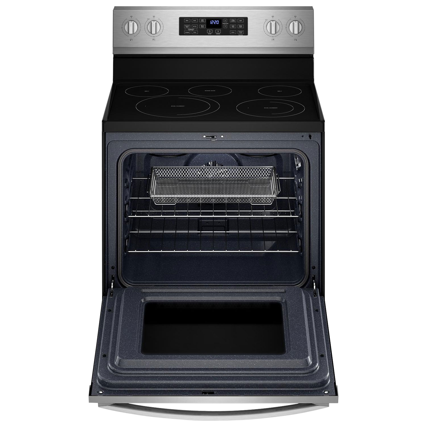 Whirlpool 30" 5.3 Cu. Ft. Fan Convection 5-Element Freestanding Electric Air Fry Range - Stainless Steel