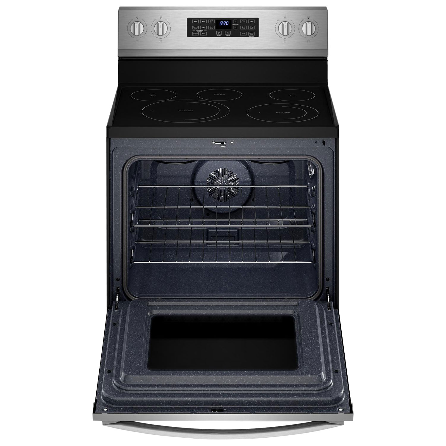 Whirlpool 30" 5.3 Cu. Ft. Fan Convection 5-Element Freestanding Electric Air Fry Range - Stainless Steel