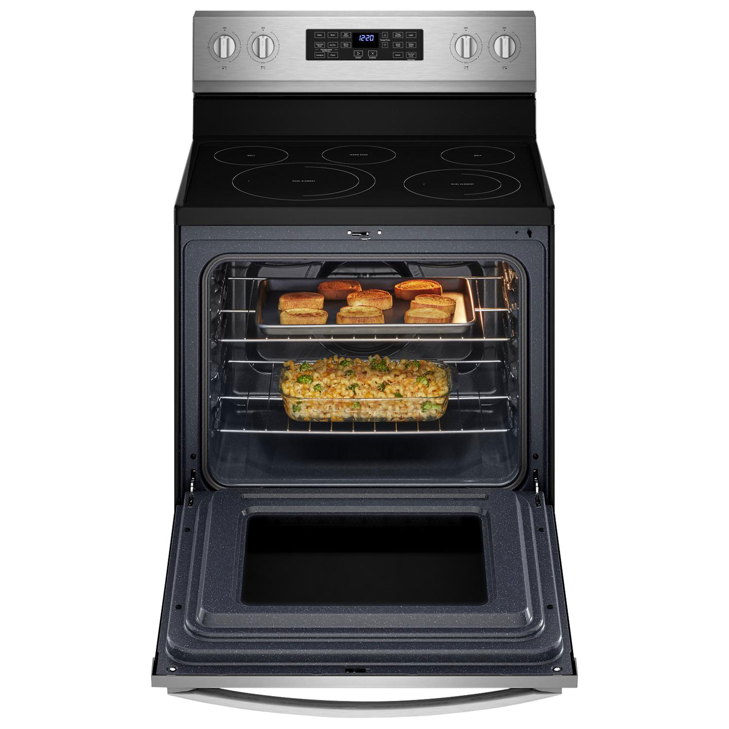 Whirlpool 30" 5.3 Cu. Ft. Fan Convection 5-Element Freestanding Electric Air Fry Range - Stainless Steel
