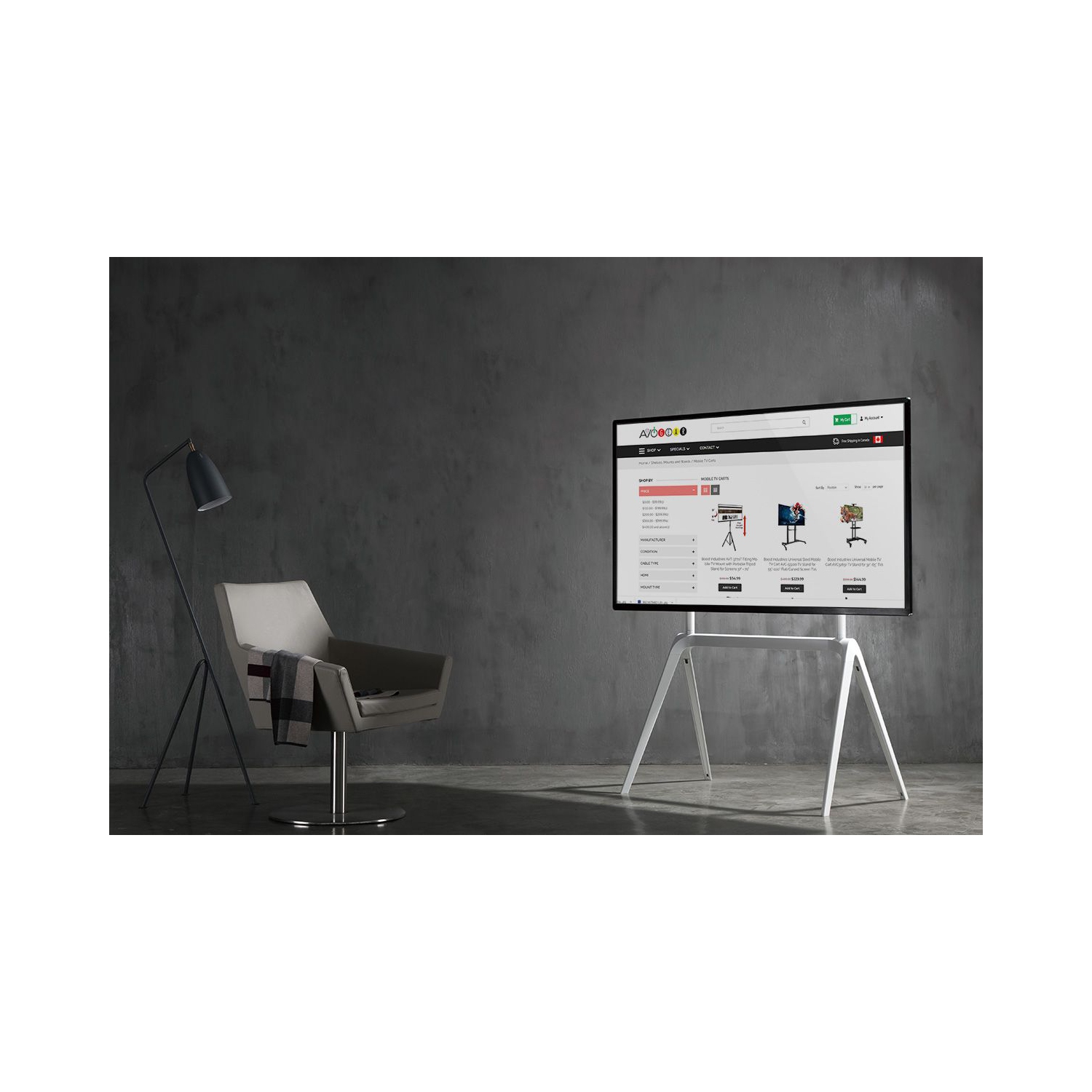 Boost Industries AVS-6586S Artistic Steel Easel Studio TV Display Stand for 65" to 86" TV's