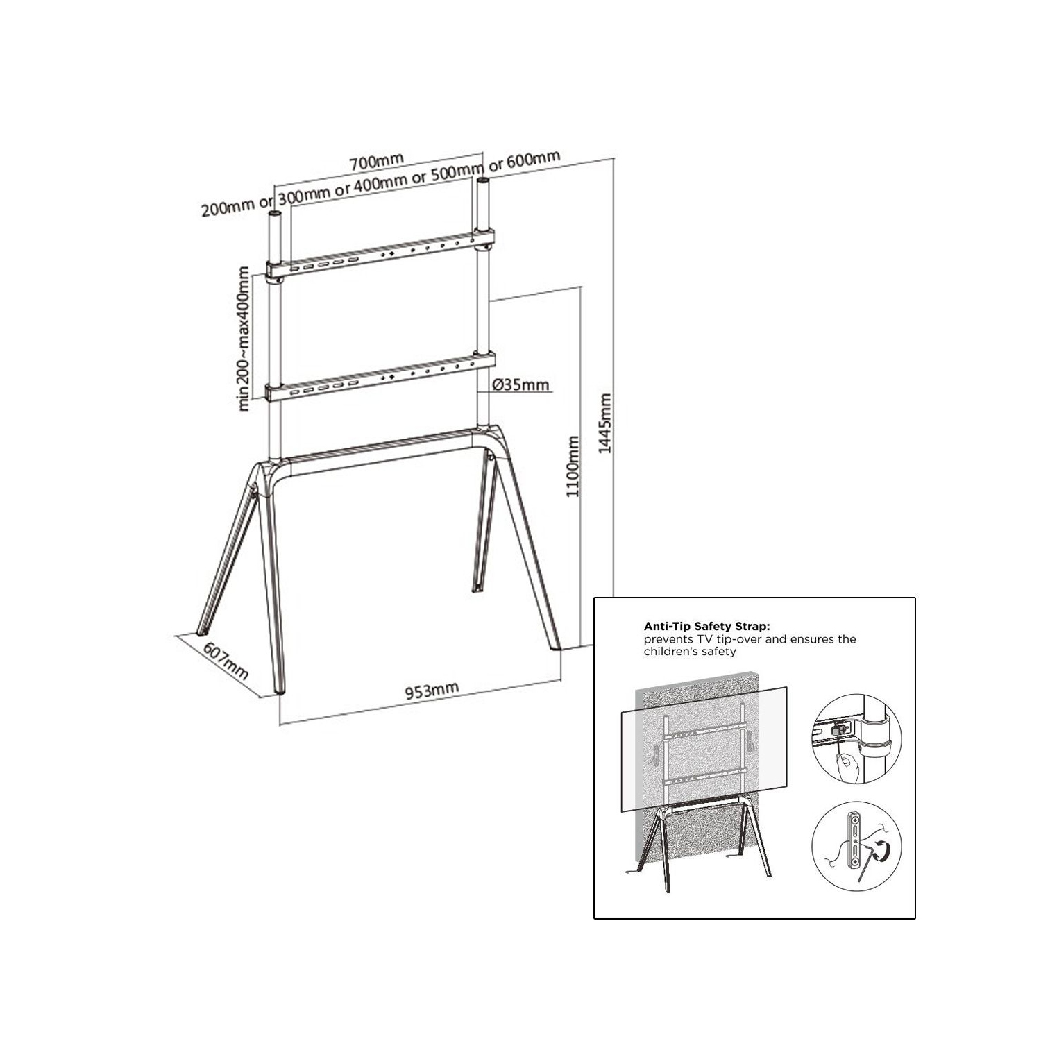 Boost Industries AVS-6586S Artistic Steel Easel Studio TV Display Stand for 65" to 86" TV's