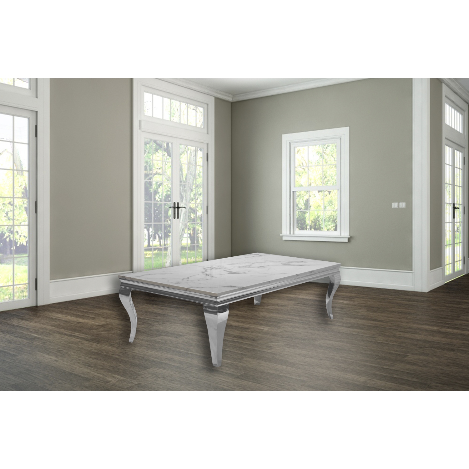 Marble Top Chrome Frame Coffee Table