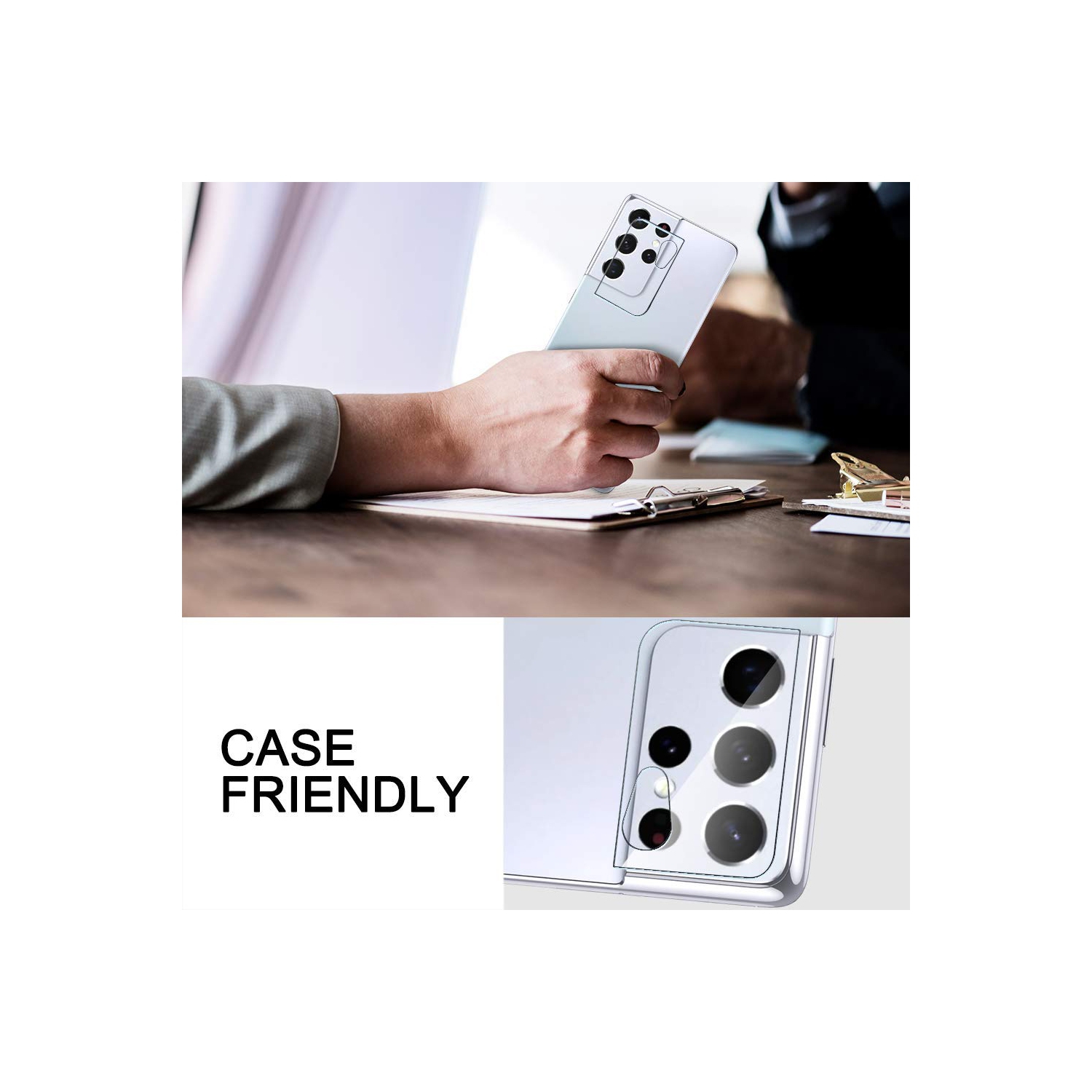 TopSave [1 pièce] – Étui PLAT transparent, objectif d’appareil photo en verre trempé pour Galaxy S21 Ultra 5G de Samsung