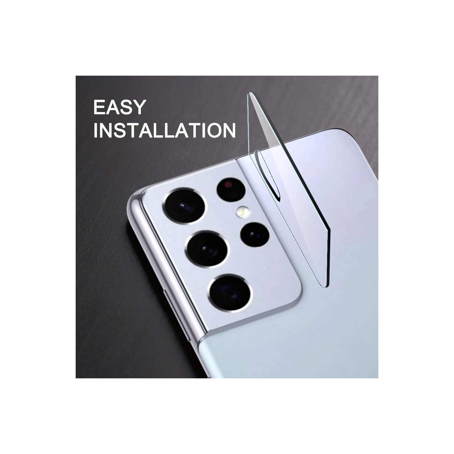 TopSave [1 pièce] – Étui PLAT transparent, objectif d’appareil photo en verre trempé pour Galaxy S21 Ultra 5G de Samsung