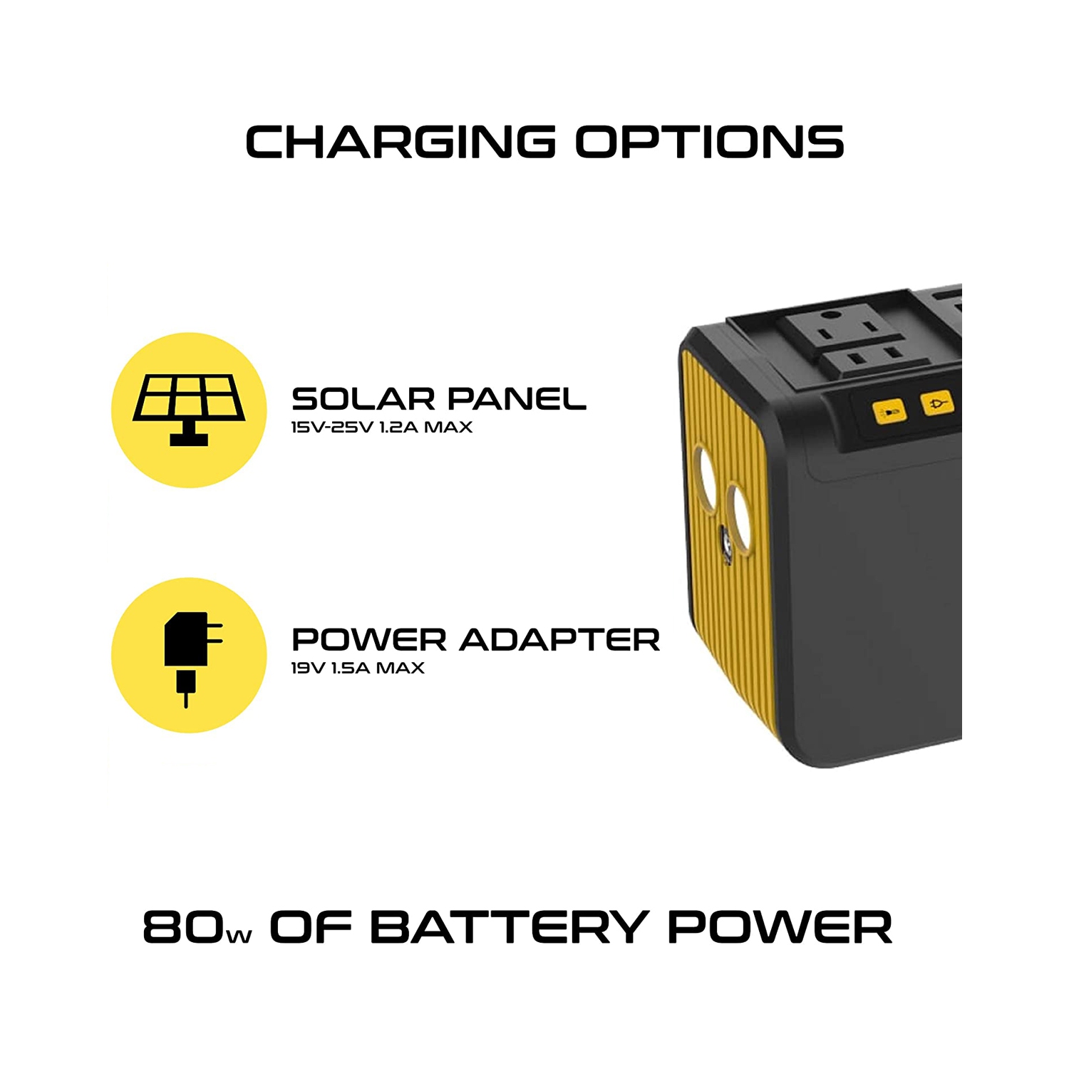 Station d’alimentation portative de 80 W Weekender RS81de Rocksolar – Batterie au lithium de 88 Wh, génératrice solaire avec sorties CA, USB et 12 V