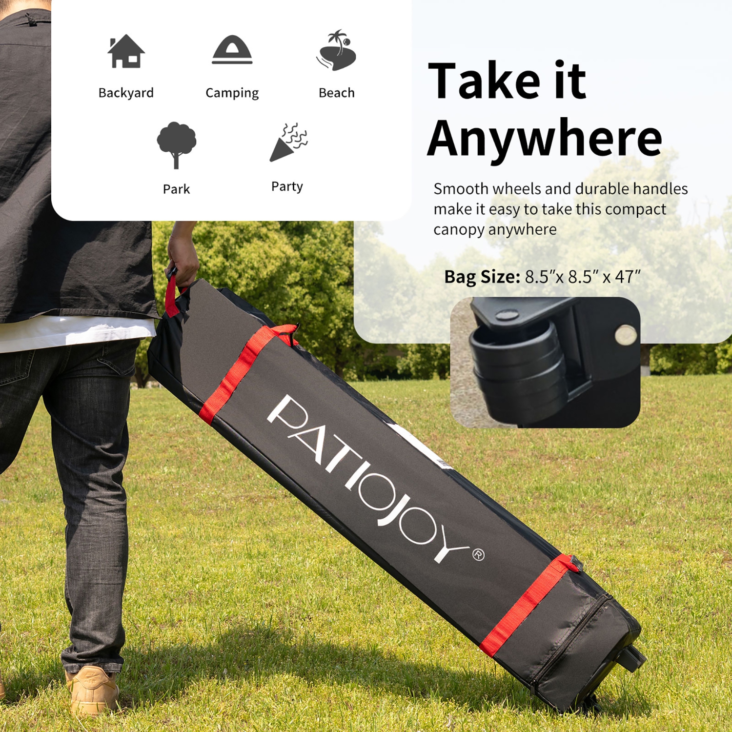 Costway 6x6 FT Pop Up Canopy Tent Camping Sun Shelter W/ Roller Bag